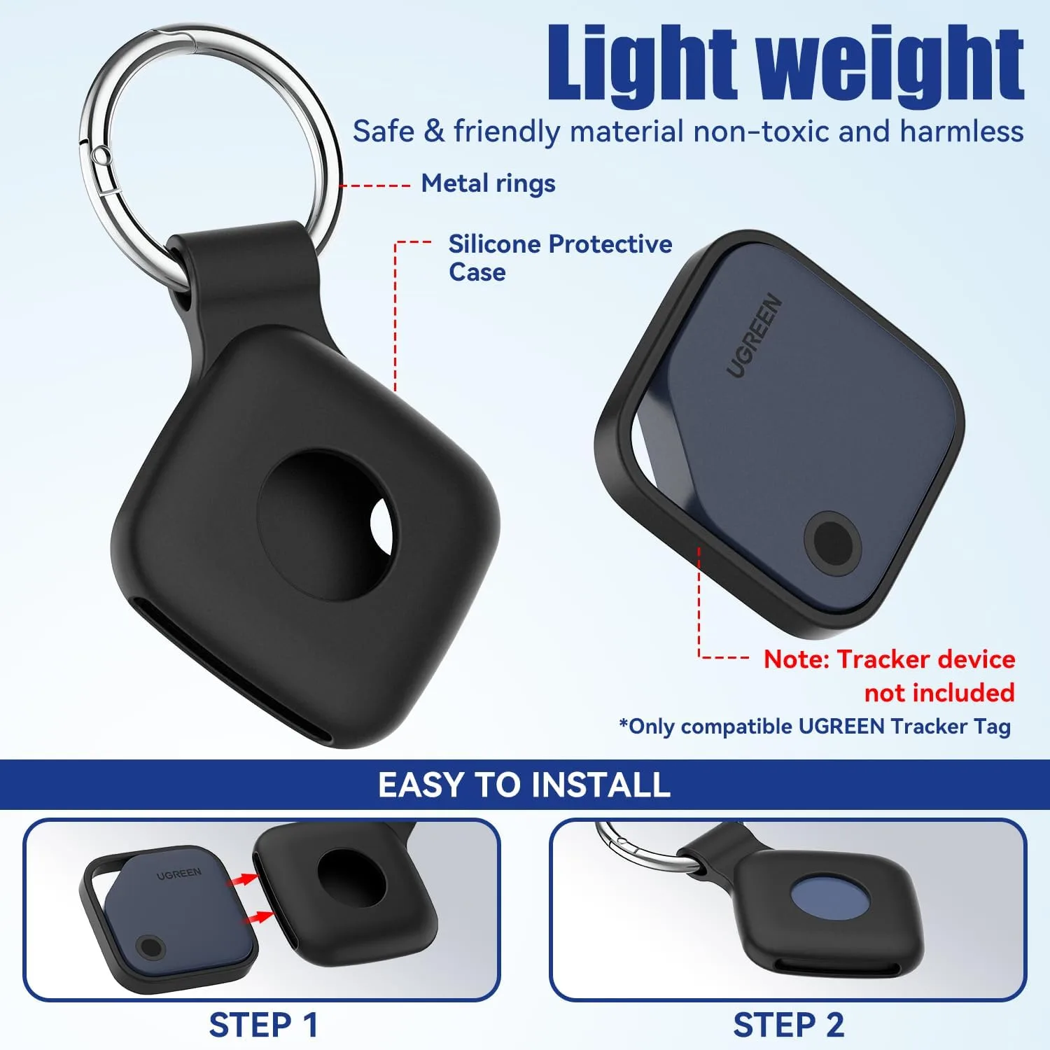 DDJ Silicone Case for UGREEN Tracker Tags with Keychain 4-Pack