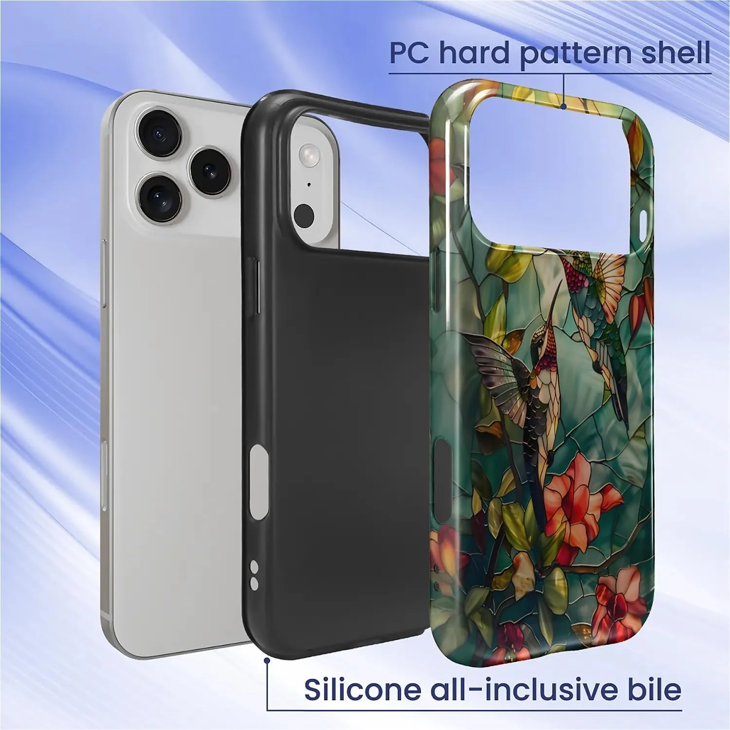 DAIZAG Case for iPhone 17 Pro Max,Mixed 2 Layer Design Shockproof Soft TPU Ddouble Protection Phone Case for iPhone 17 Pro Max-Gorgeous Hummingbird