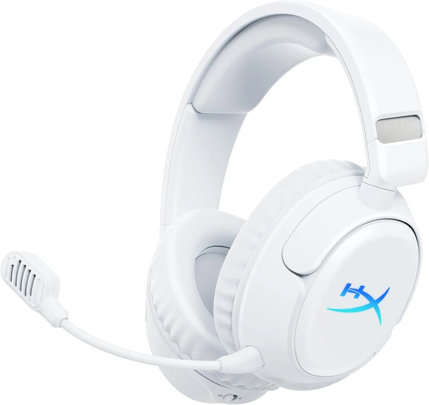 HyperX Cloud Flight 2 – Wireless Gaming Headset for PS5, PS4, Switch, PC, Mac, and Mobile, Up to 100-Hour (2.4GHz) / 150-Hour (Bluetooth) Battery, Customizable RGB, Removable Earcup Plates – White