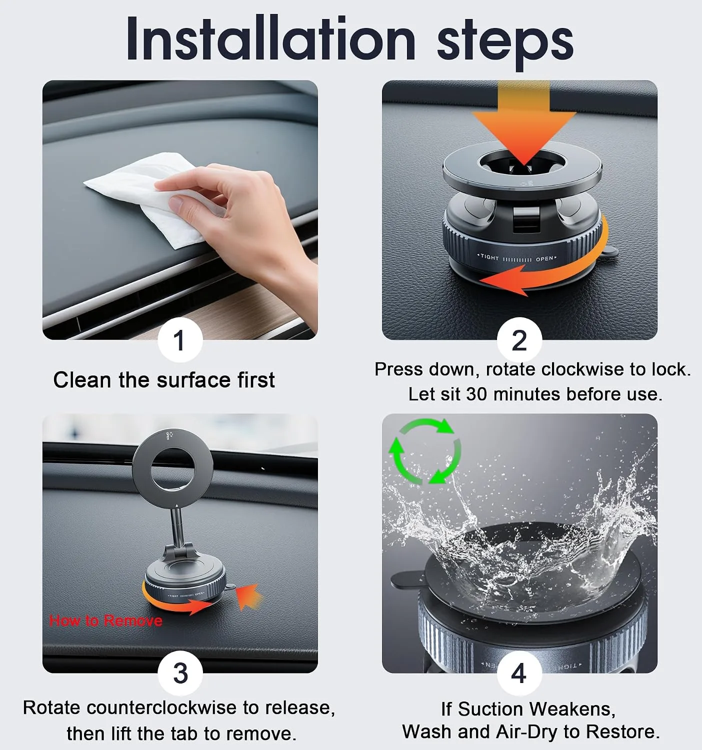 REOKILY 2027 Upgraded Suction Cup Phone Mount Nano Gel 360° Vacuum Magnetic Car Phone Holders for Your Car 110LBS Reinforced Mount for MagSafe Gym/Mirror for iPhone & Android