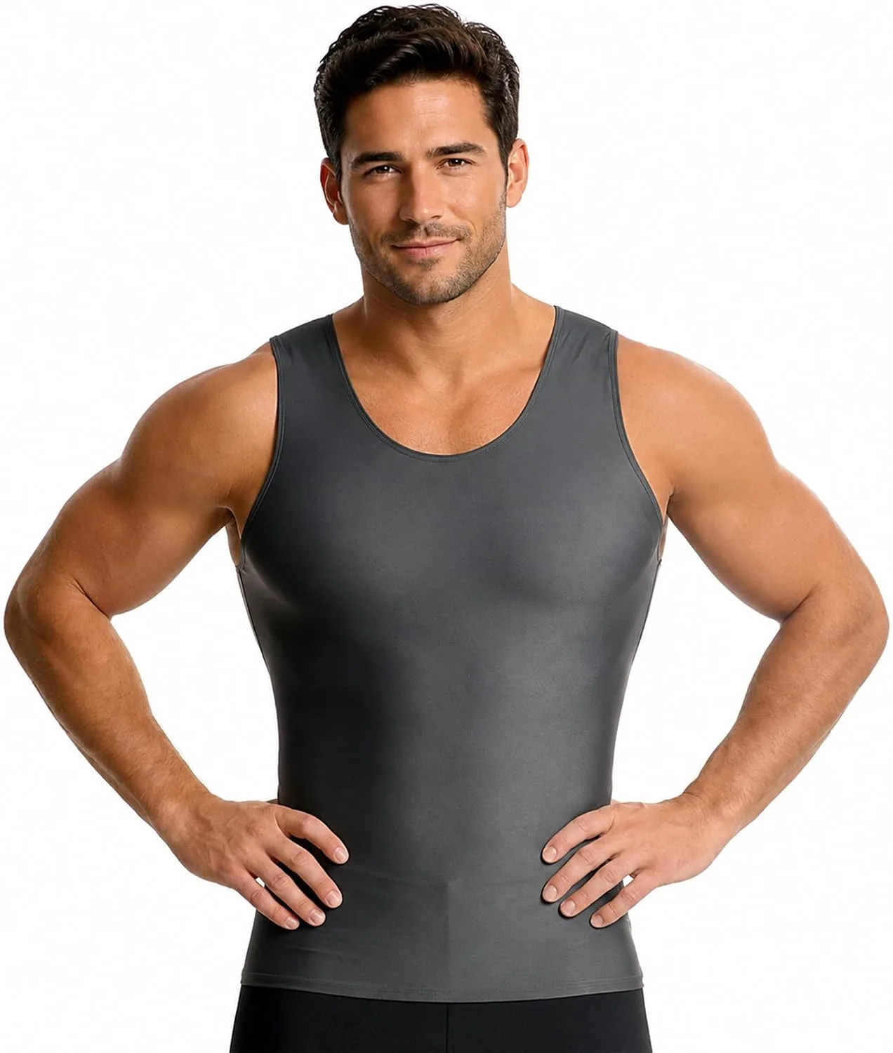 Insta Slim - Made in USA 3 Pack Compression Muscle Tank Body Shapers for Men. Back Support, Slimming Shapewear Undershirt