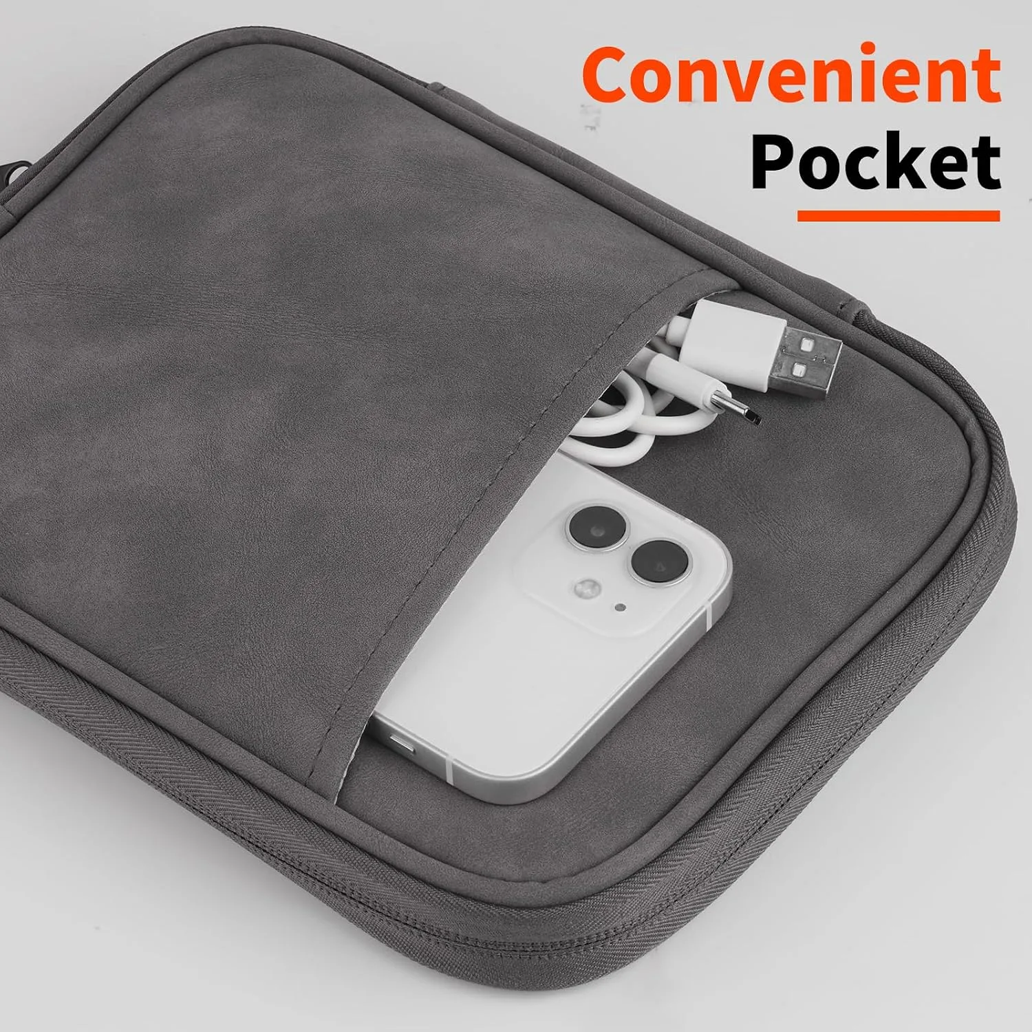 HoYiXi Universal Sleeve Bag for 6",6.8",7" Kindle Paperwhite/Colorsoft 2024-2012 Compatible with 6"-6.8" All-new Kindle/Kobo/Tolino/Sony,6" EReader with Anti-Drop Protective Cover,Grey