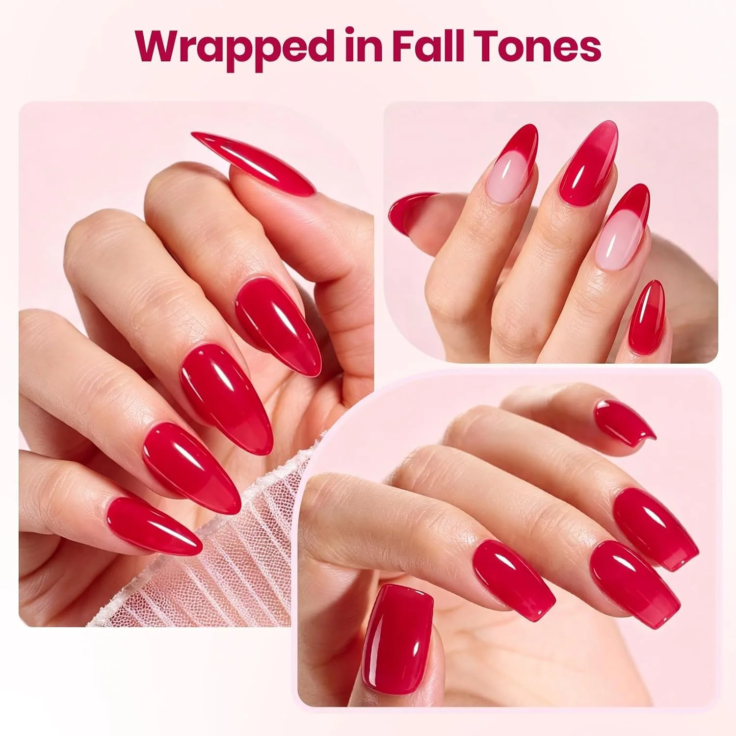 Beetles Hard Gel for Nails Red, 30g TPO & HEMA-FREE with Flat Nail Brush