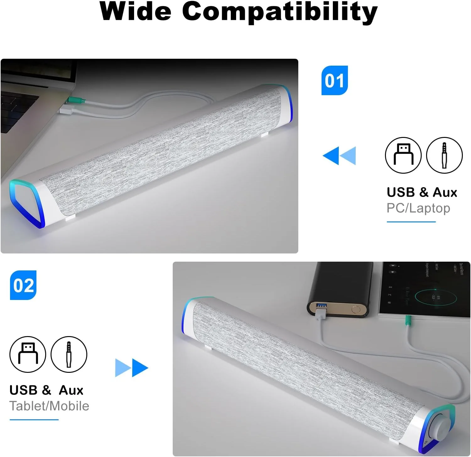SOULION R30 Computer Speakers for Desktop PC, Wired USB Powered 3.5mm Aux