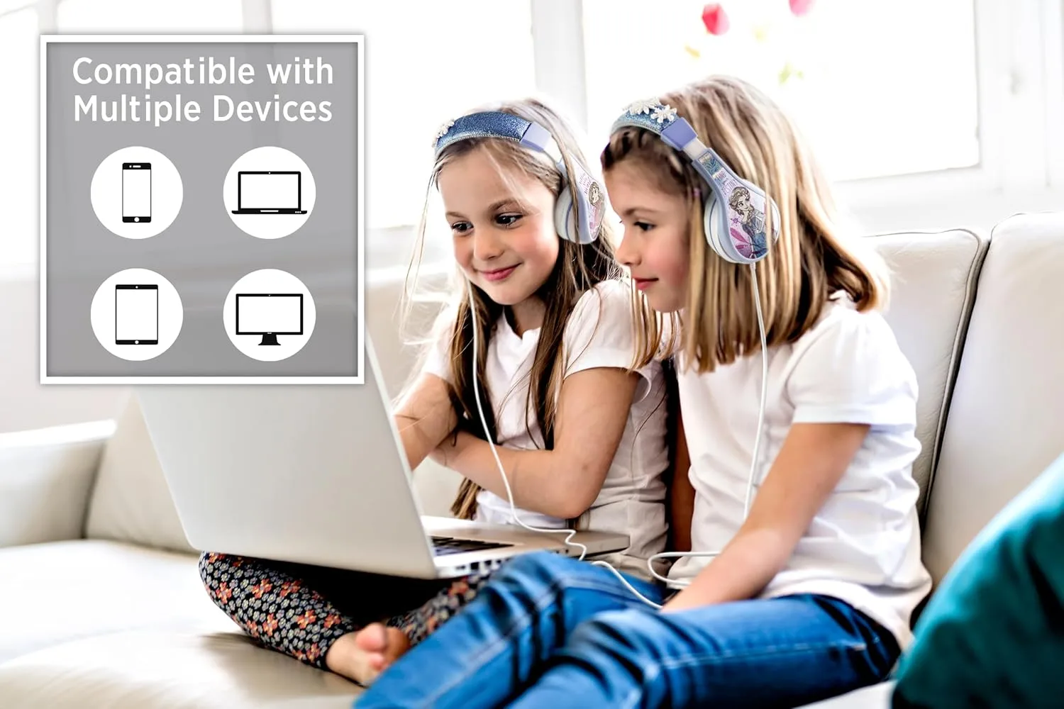 Disney Frozen Kids Headphones with 3.5mm Jack, Wired Headphones for School, Home or Travel
