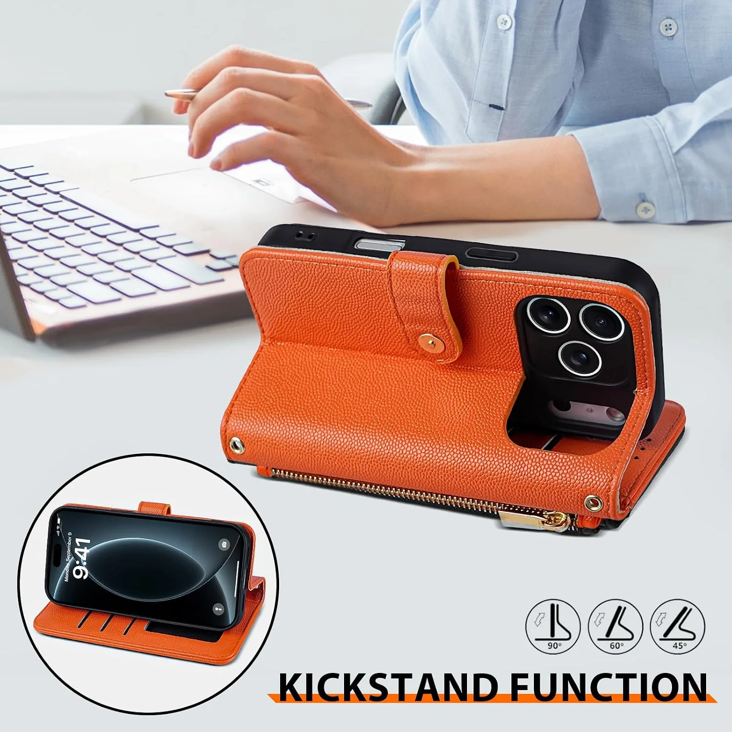 Wallet Phone Case Crafted for iPhone 17/18 Pro Max Orange