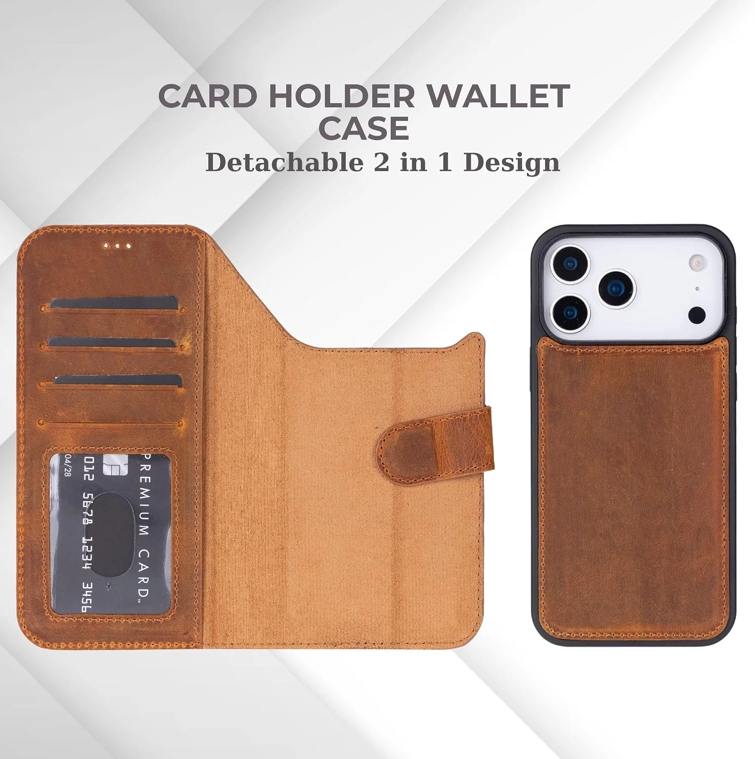 VENOULT Wallet Case for iPhone, Full Grain Genuine Turkish Leather, Magnetic Detachable, RFID 4 Card Slots, Business Style, Compatible with MagSafe (Almond, iPhone 16 Pro MAX)