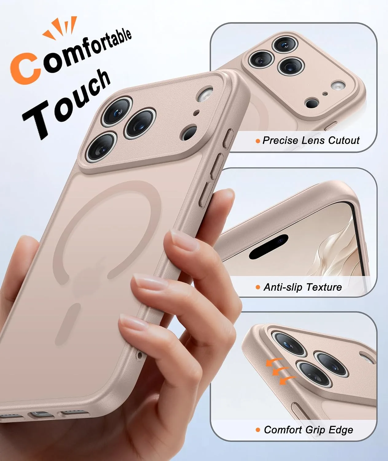 FNTCASE for iPhone 18 Pro Max / 17 Pro Max Case Fit for MagSafe Desert Gold