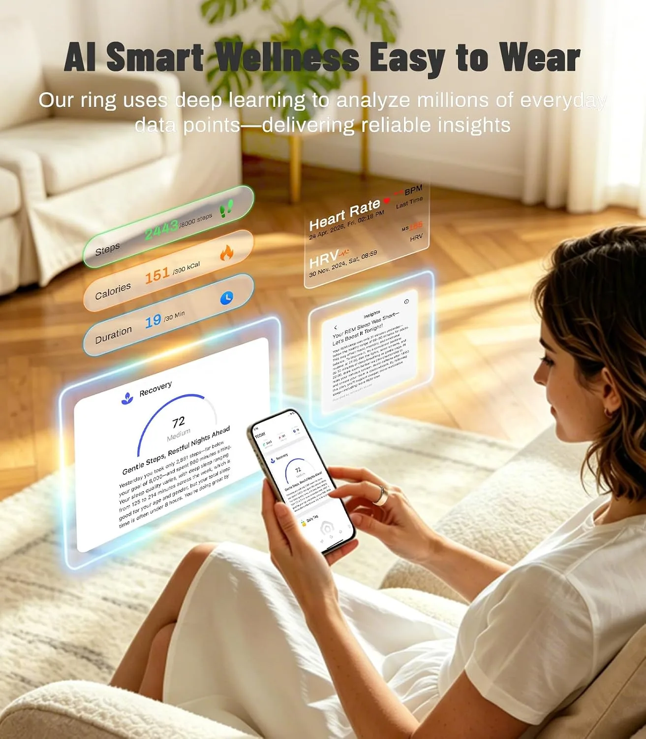 AI Smart Ring for Women Men, Health Ring with AI Health Analysis