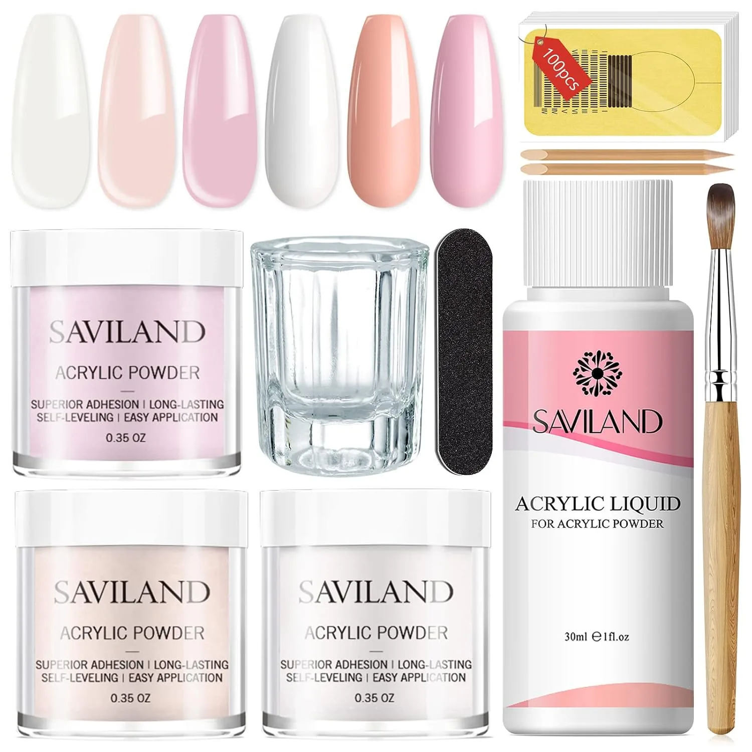 Saviland Acrylic Nail Starter Kit: Clear Pink Nude