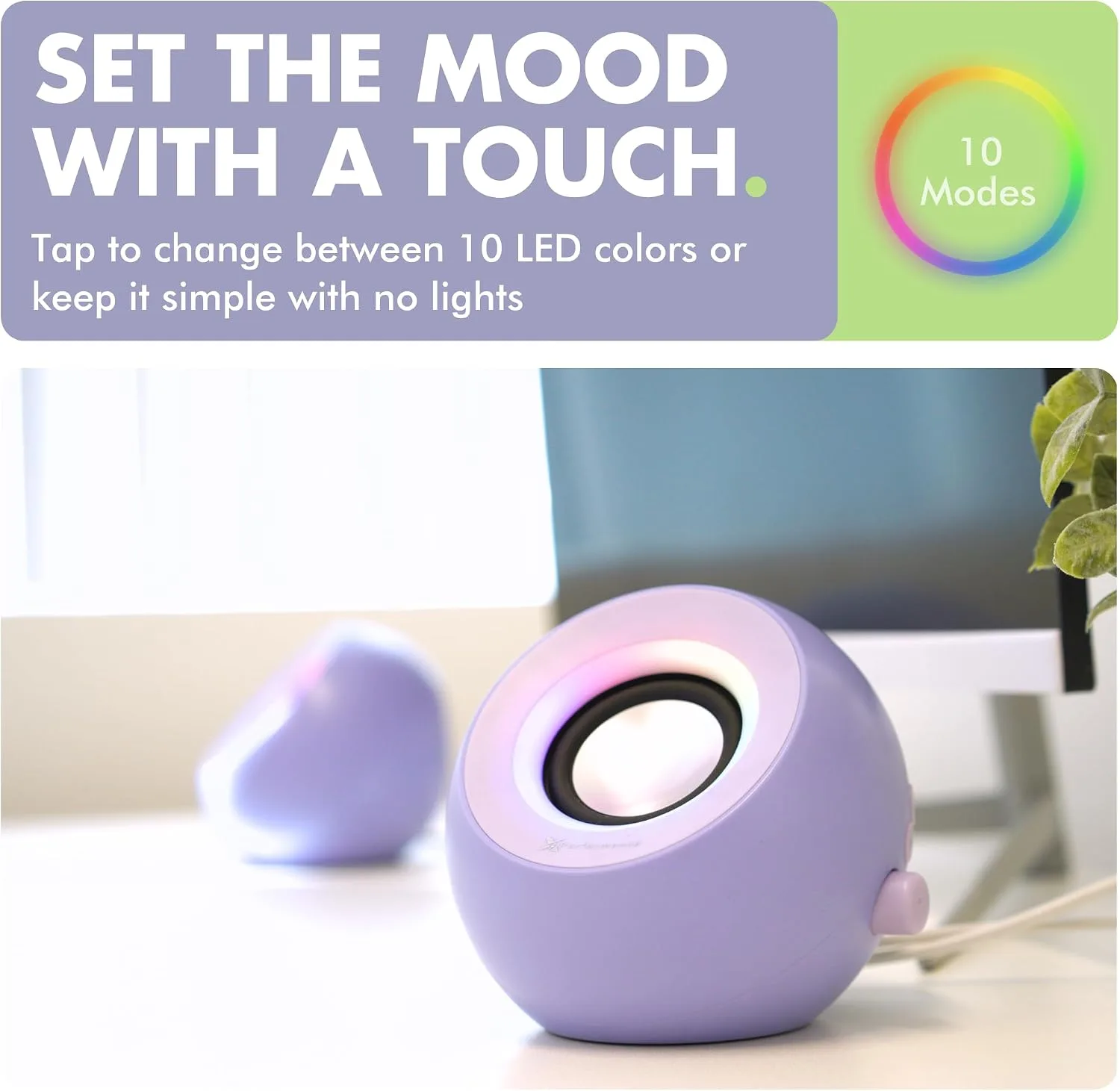 X9 Performance Purple Computer Speakers for Desktop PC with RGB Lighting, Bluetooth, USB, and AUX - Triple Mode Connection, Dual 2.25" Drivers for Work and Play - Bluetooth PC Speakers - Purple