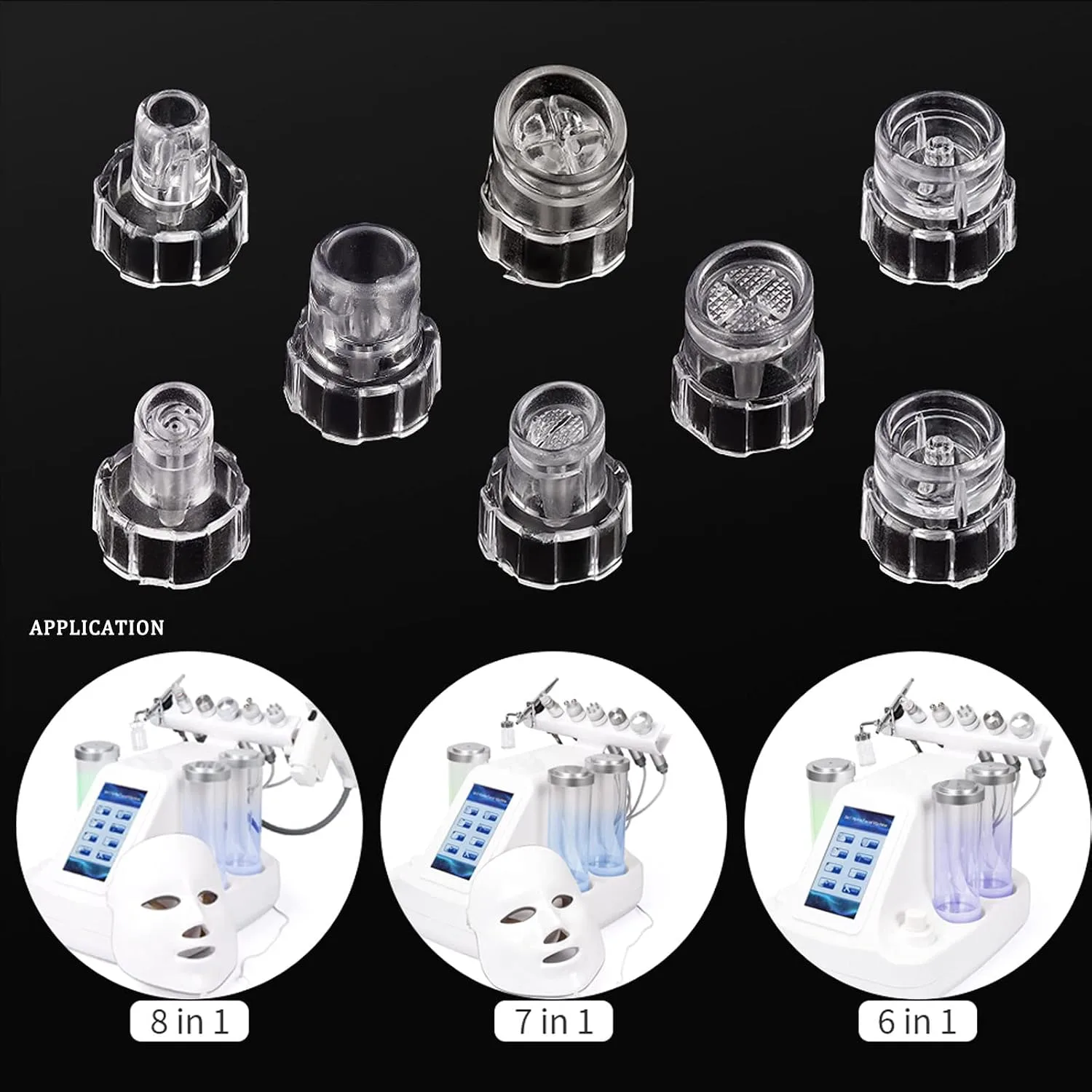 Elitzia 8Pcs Hydrodermabrasion Tips Set for Aqua Peel Beauty Machine