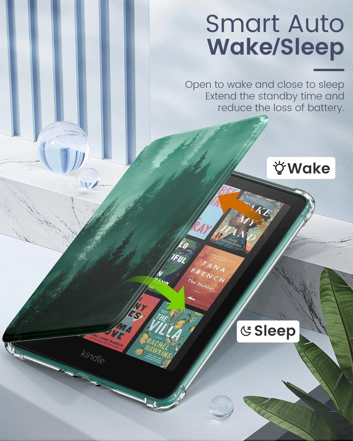 MoKo Case for Kindle Paperwhite 12th Gen & Colorsoft 2024, Green Forest