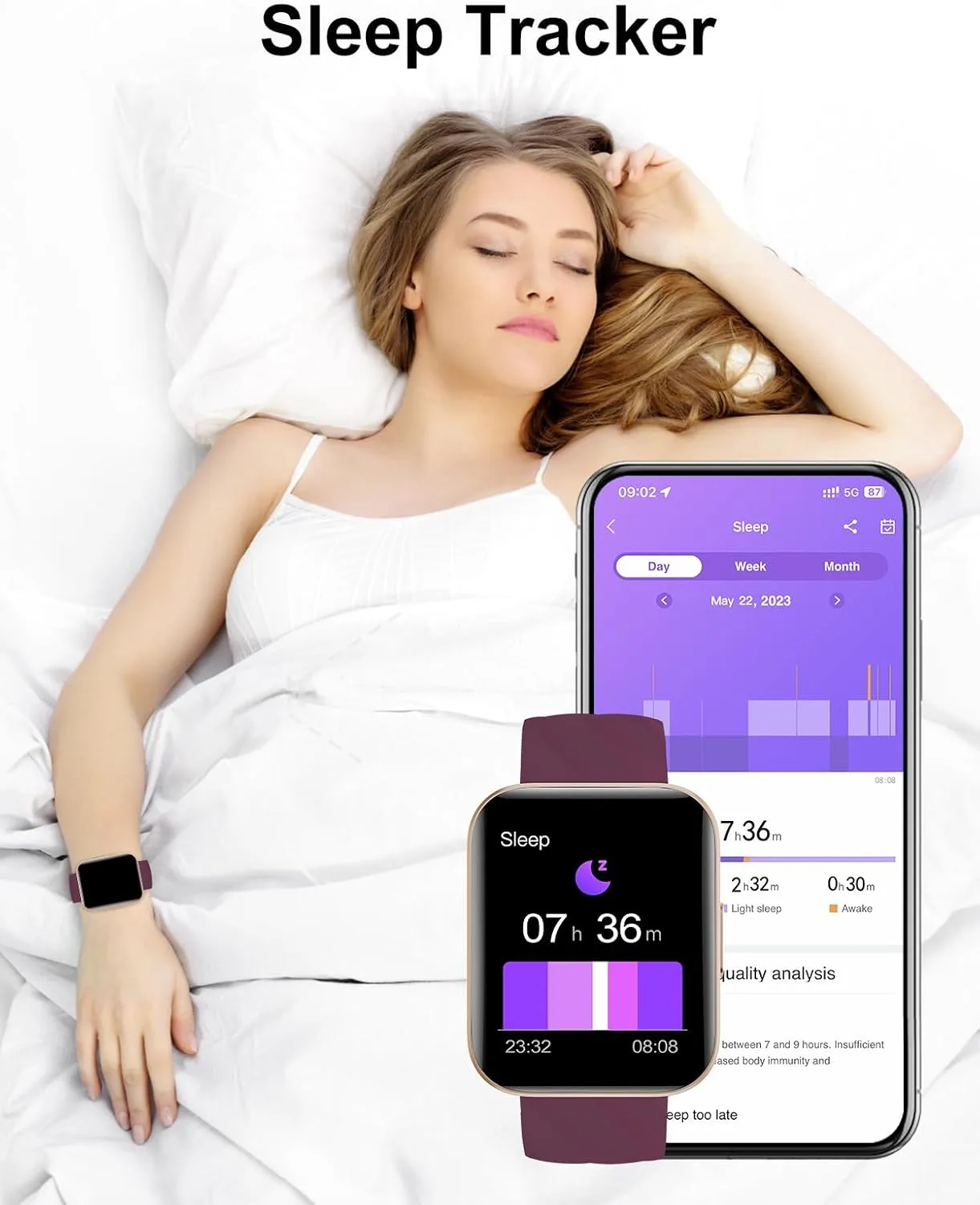 Smart Watch for Women, Answer/Make Calls, for iPhone/Android Phone Purple