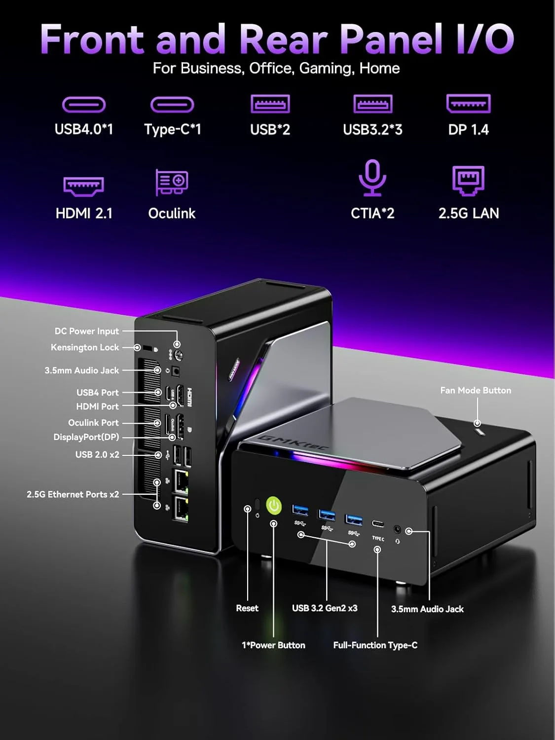 GMKtec K15 AI Mini PC Oculink Intel Ultra 5 125U 32GB DDR5 512GB SSD