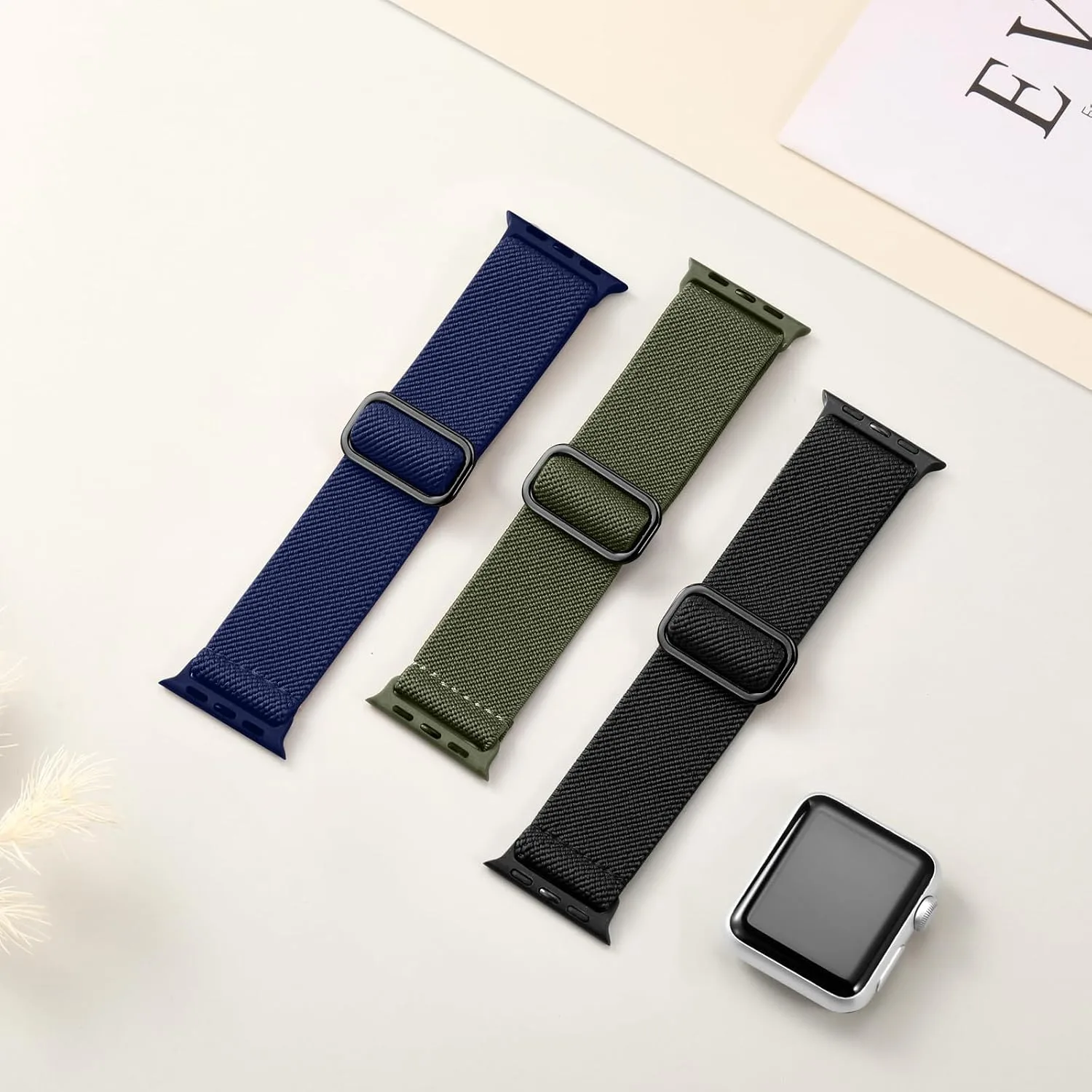 DaQin 3 Pack Stretchy Solo Loop Compatible with Apple Watch Bands Men Women