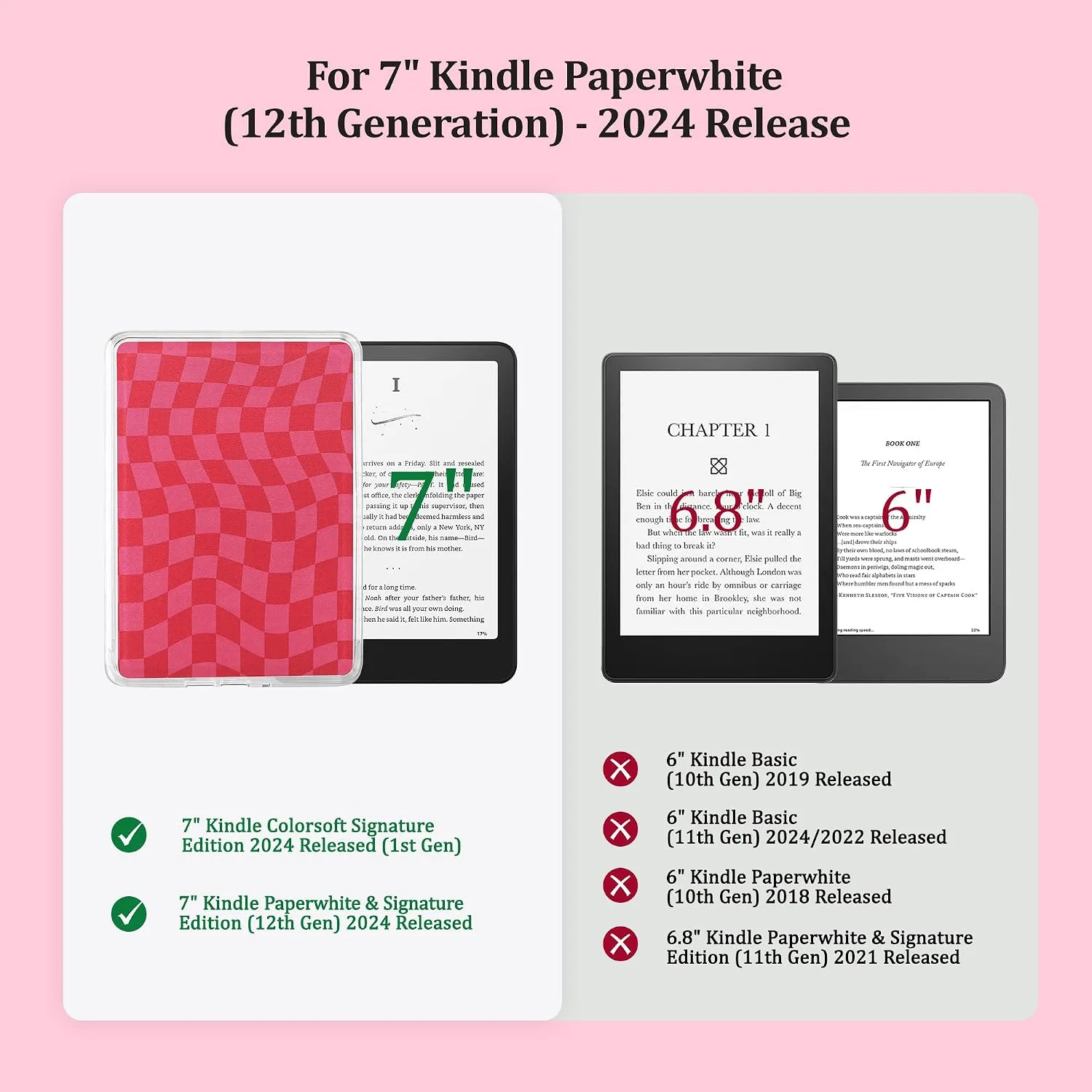 Back Panel Case for 7'' Kindle Paperwhite 12th Gen & Colorsoft
