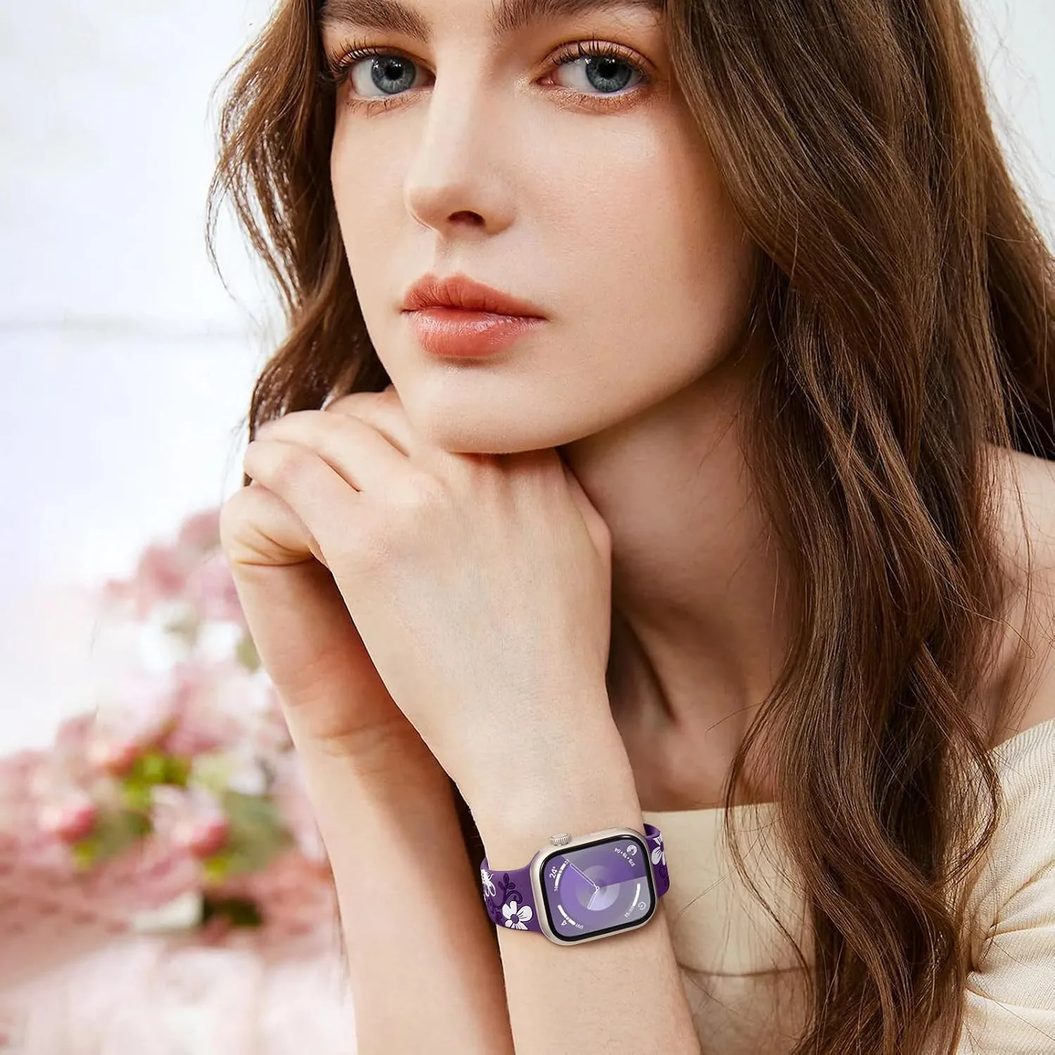 Witzon Floral Silicone Band Compatible with Apple Watch Bands For Women
