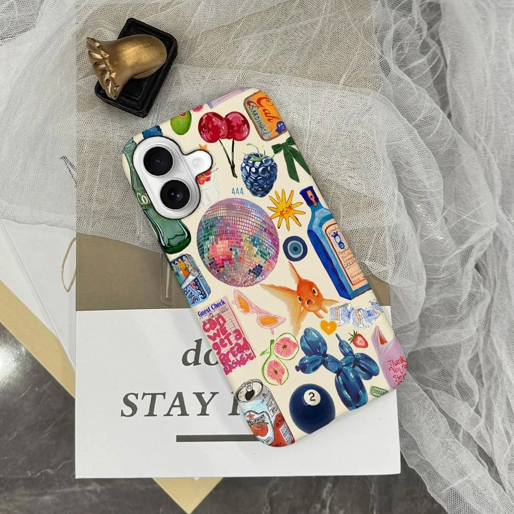 Case Compatible with iPhone 17,Fall Prevention Hybrid 2-Layer Hard Shell Phone Cover for Girls Boys,Collage European Disco