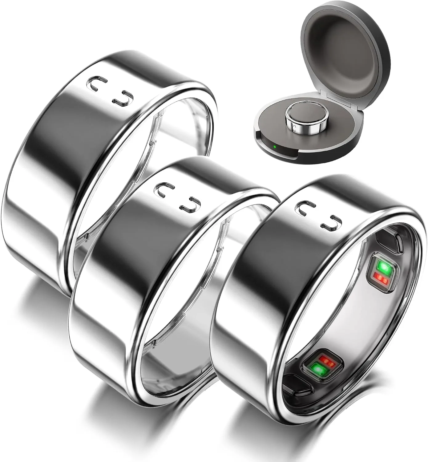 3 Pack Ring Cover Compatible for Oura Ring 5, Resistant TPU, Silver-Size 8