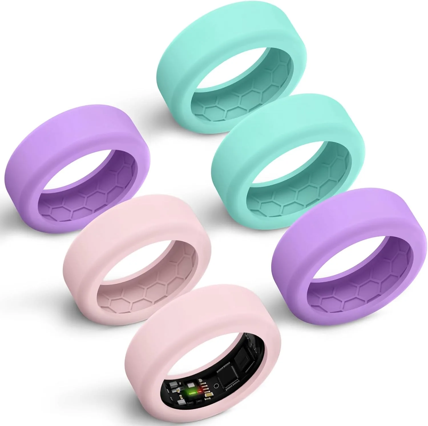 6 Pack Anti-Scratch Silicone Covers Fits 7mm and 8mm Smart Rings, 7MM Protector for RingConn 3/2/2 Air/Samsung Galaxy Ring, 8MM Protector for Oura Gen 4/3/Ultrahuman Ring