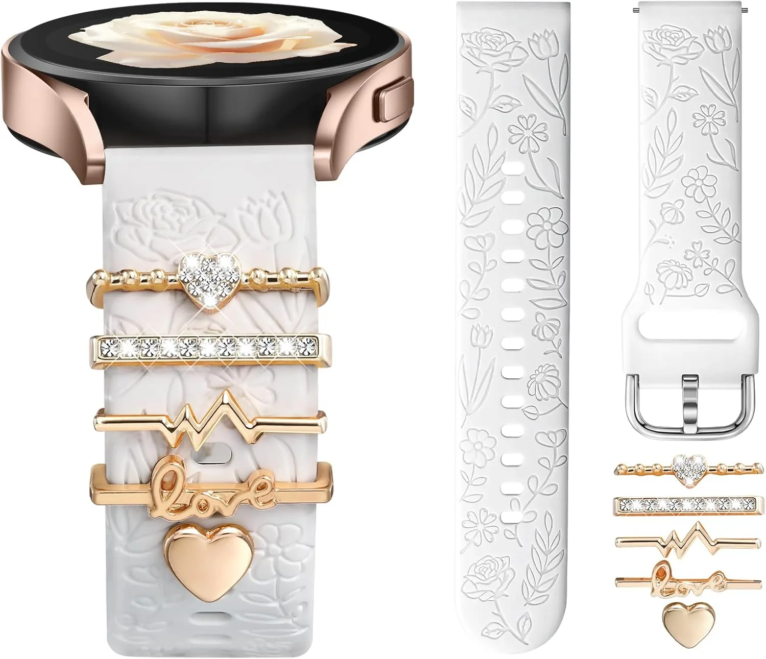 DaQin Flower Engraved Band Compatible with Samsung Galaxy Watch 7 Bands
