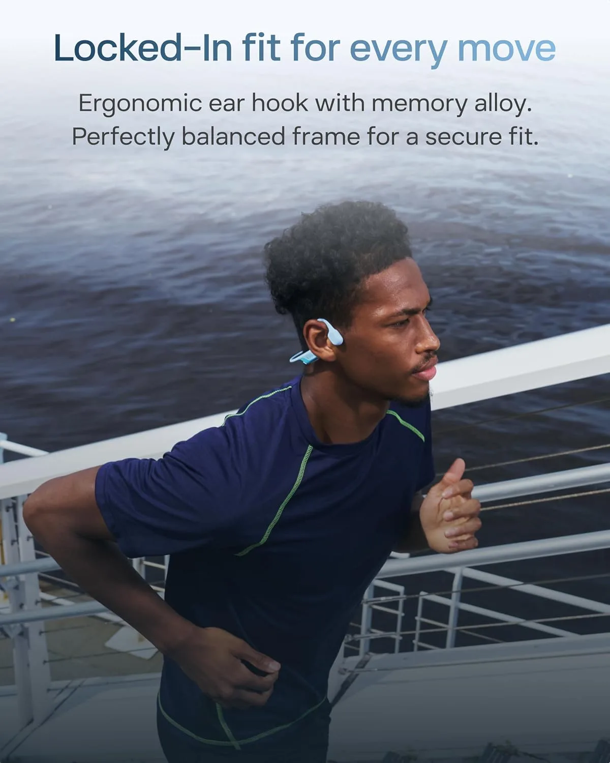 SHOKZ OpenRun Air 2 Bone Conduction Open-Ear Bluetooth Headphones，Blue