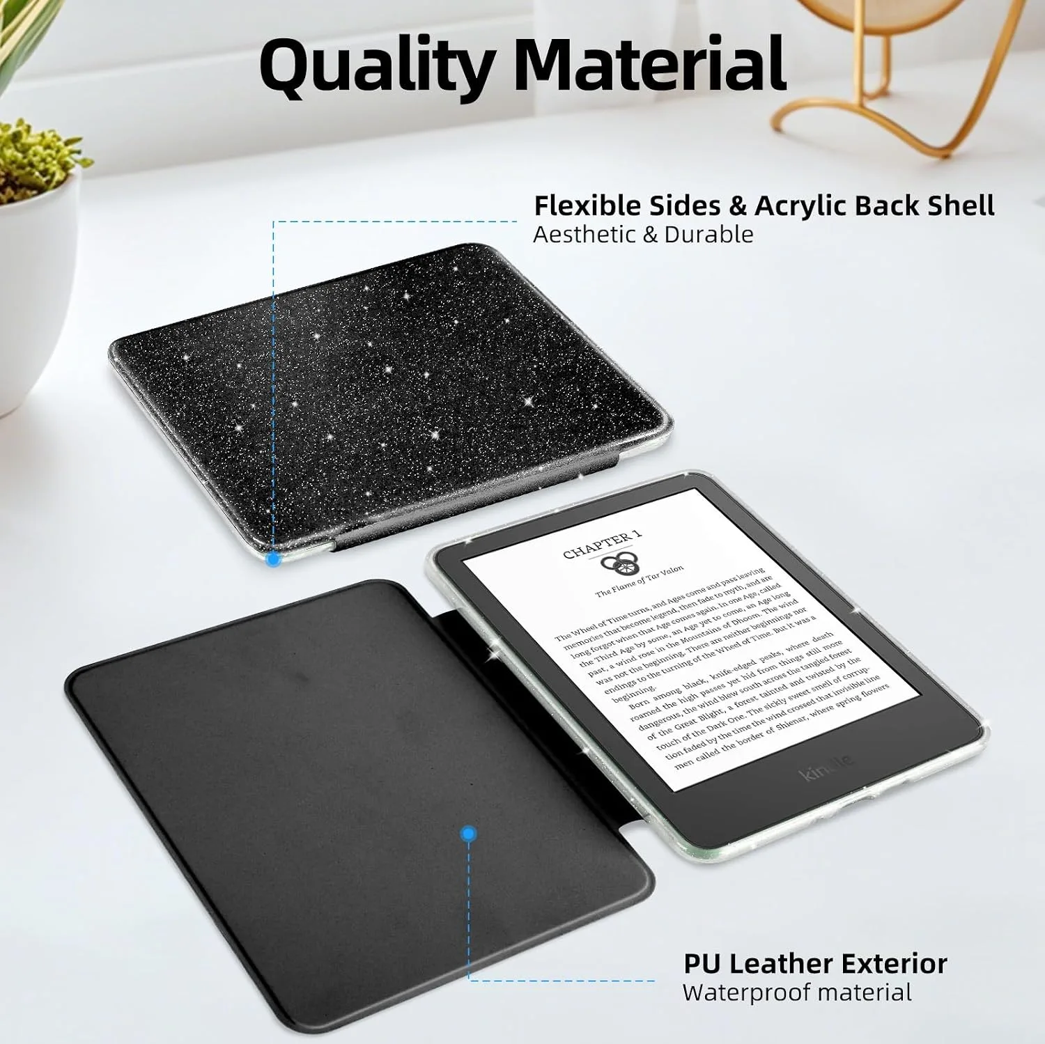 Glitter Case for 6" Kindle Basic 11th Gen 2024/2022,Glitter Black