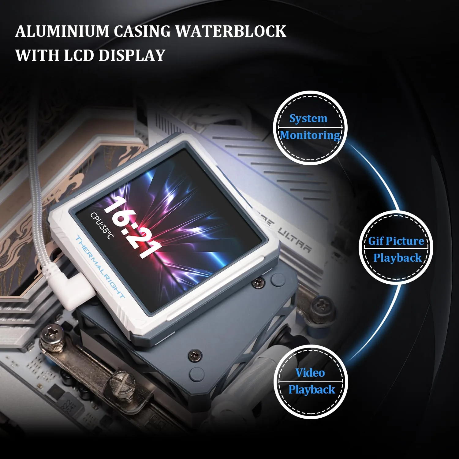 Thermalright FW360 Ultra ARGB White CPU AIO Cooler,PC 360 Specification Water Cooler System,IPS LCD Screen with 480x480 Resolution,for AM5,Intel LGA1700/1851,High Performance Pump,2.88in LCD Screen