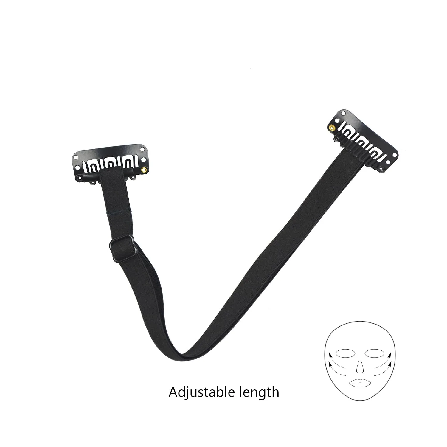 4 Pcs Facelift Bands with Clips Invisible Face Stretching Lifting Strap Adjustable Elastic Band Face Slimming Band (24cm Black Single Bands)