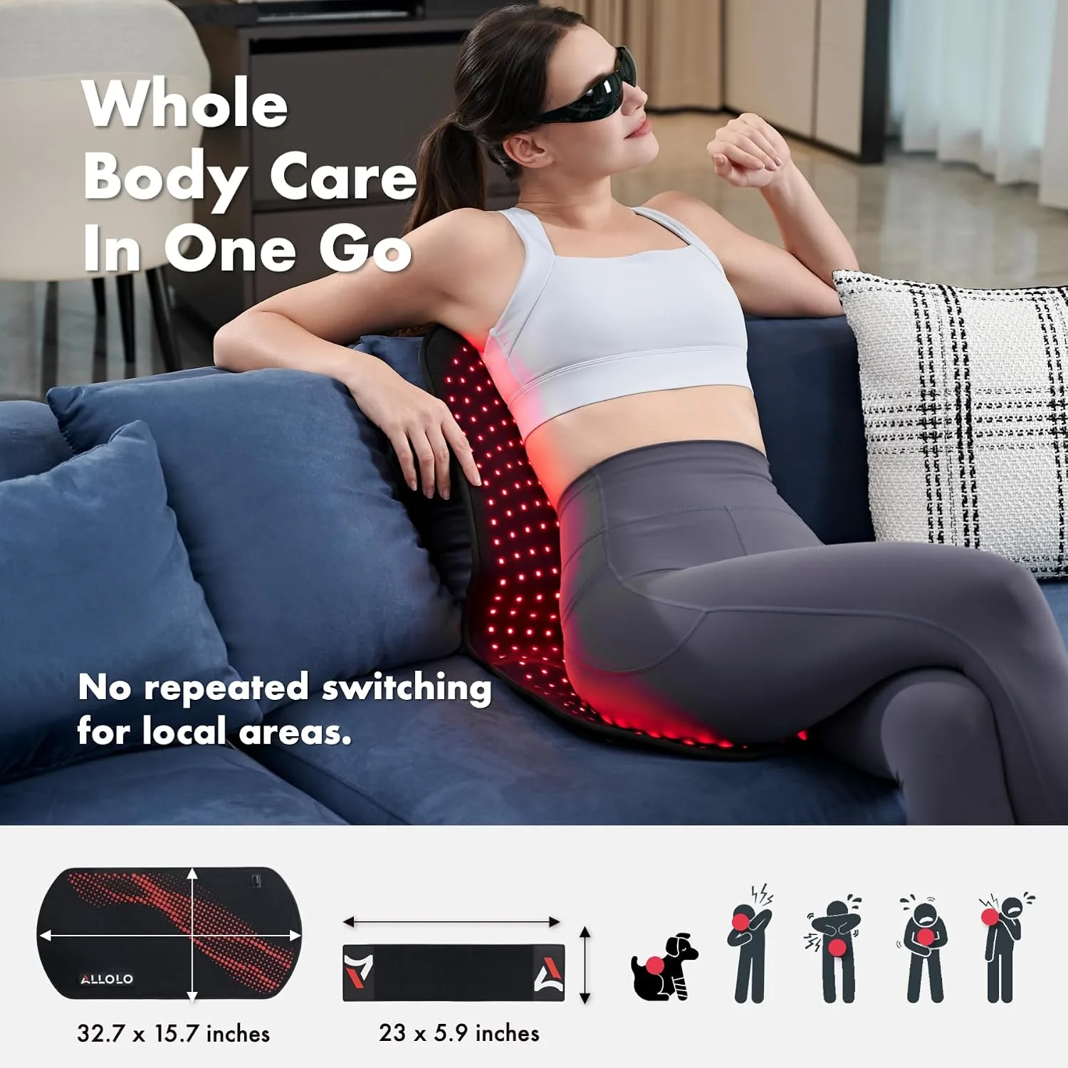 ALLOLO Red Light Therapy for Body, 3 in 1 LEDs Red Light Therapy Belt