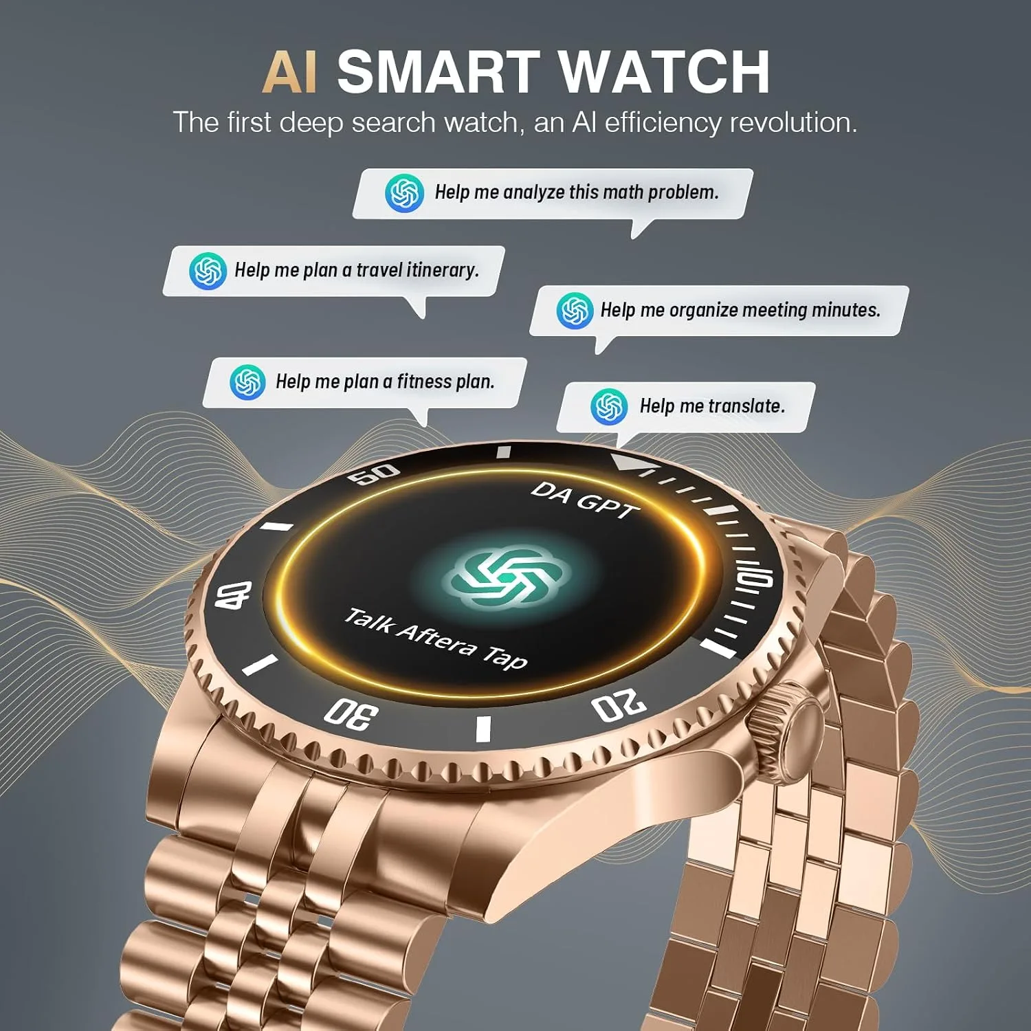 GPT AI Smart Watch for Men, 1.19" AMOLED, Bluetooth Calls, Fitness Tracker