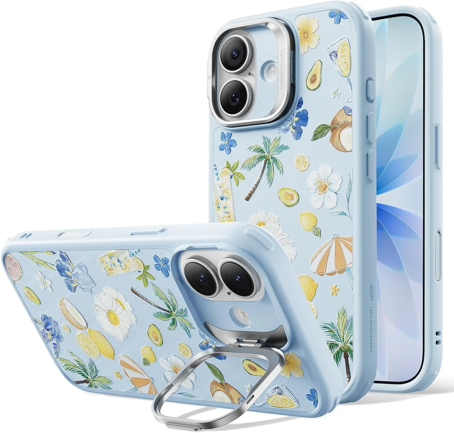 ESR Classic Hybrid Case for iPhone 17 with Flex Stand, Light Blue