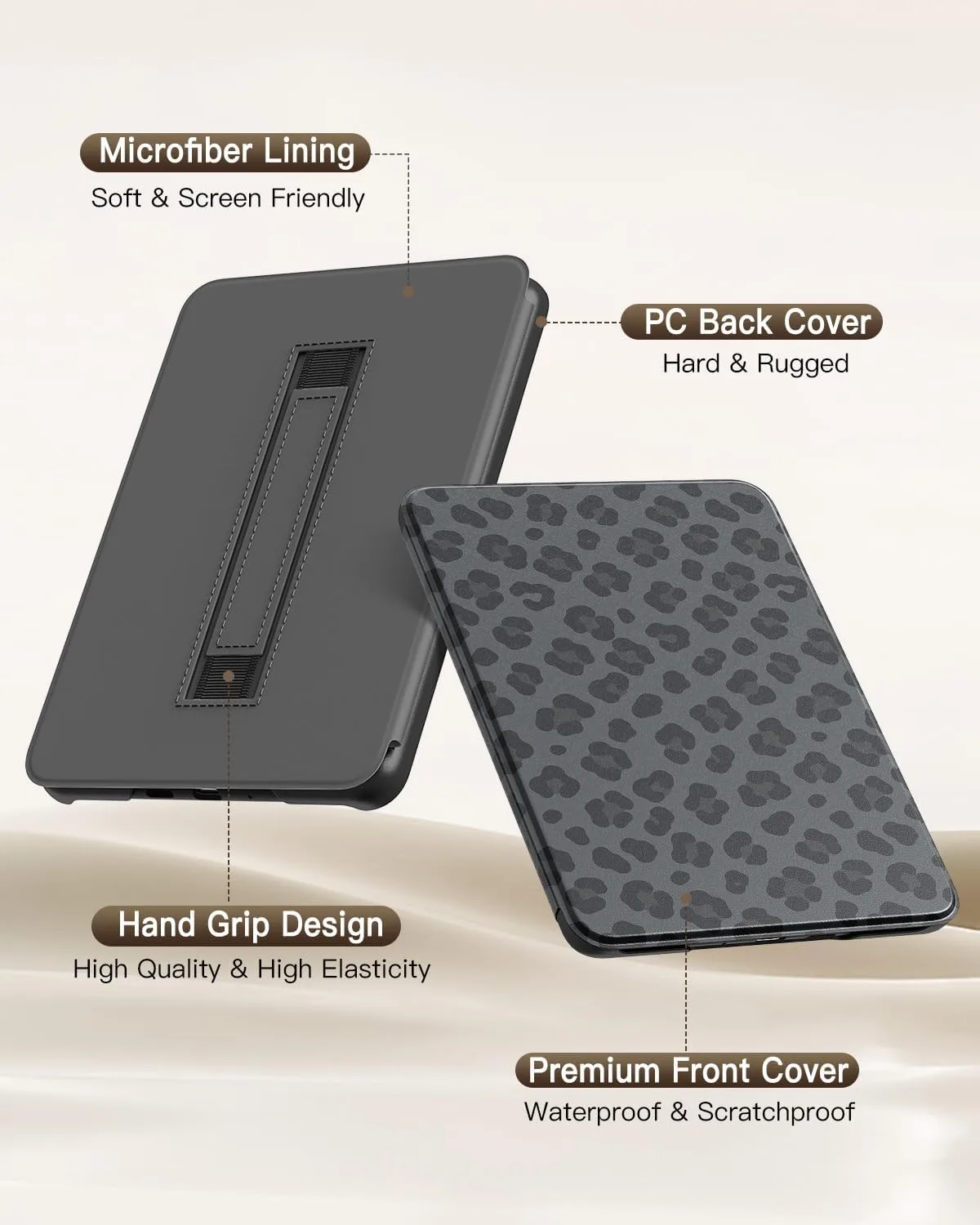 MoKo Case for 7" Ebook Reader(12th Gen 2024)， Dark Gray Leopard