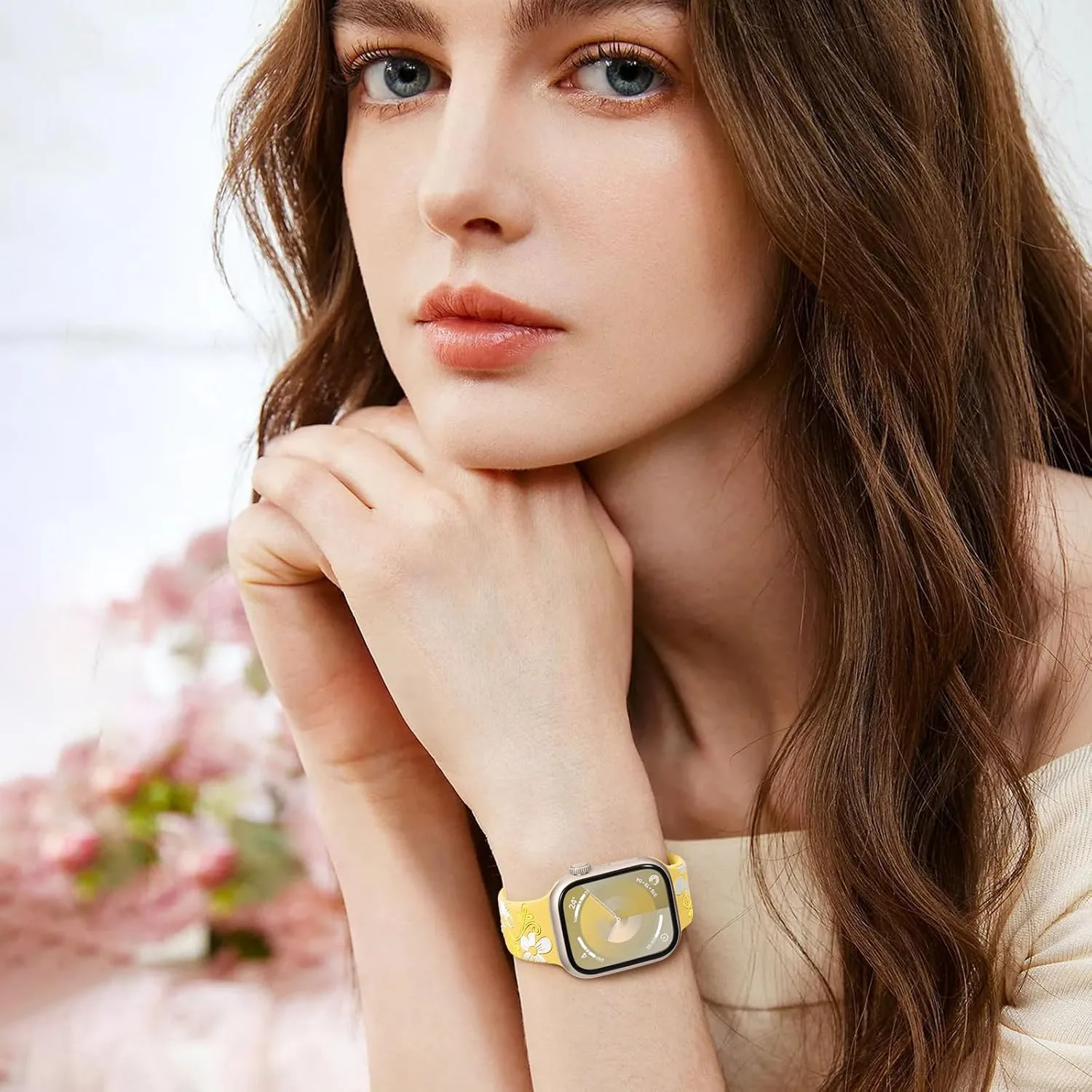 Witzon Floral Silicone Band Compatible with Apple Watch Bands For Women