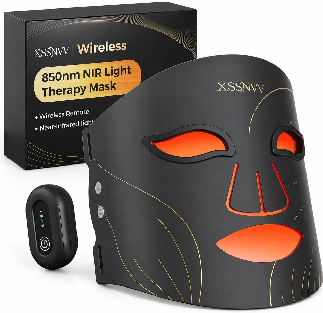 Red Light Therapy Mask for Face, Wireless LED Face Mask, 4 Modes