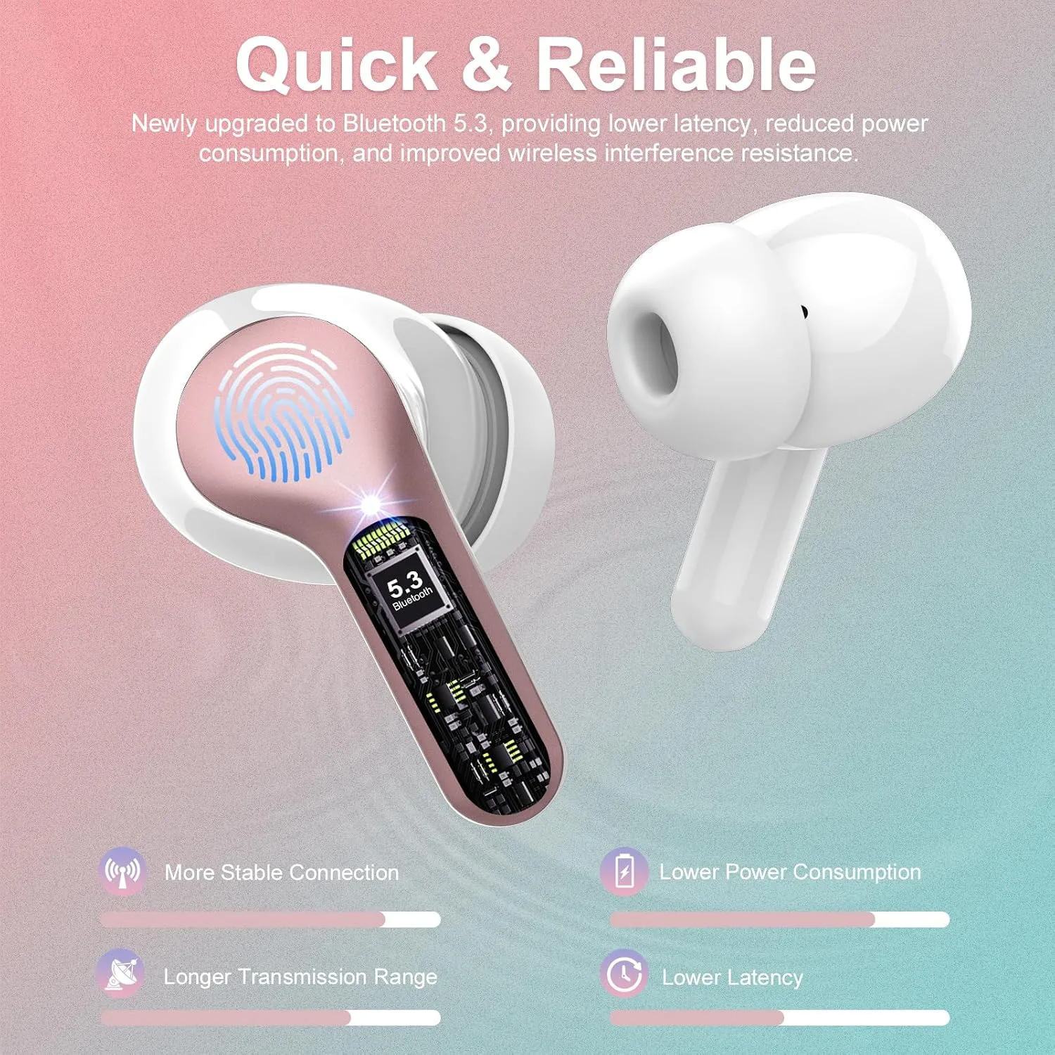 Wireless Earbuds, Bluetooth 5.4 Headphones HiFi Stereo, Bluetooth Earbuds