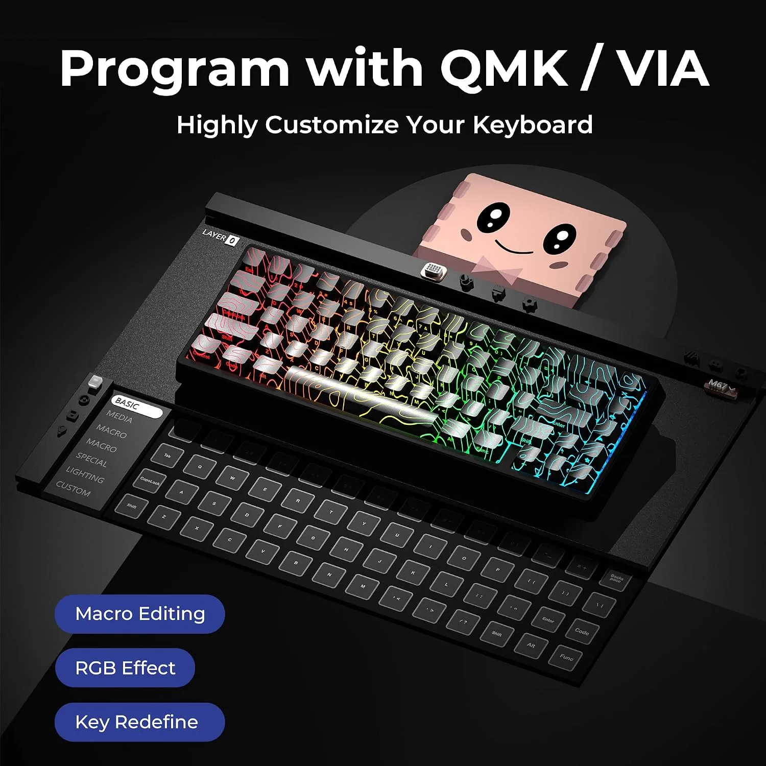 XVX M67 60% Percent Keyboard Wireless, QMK/VIA Phantom Gaming Keyboard