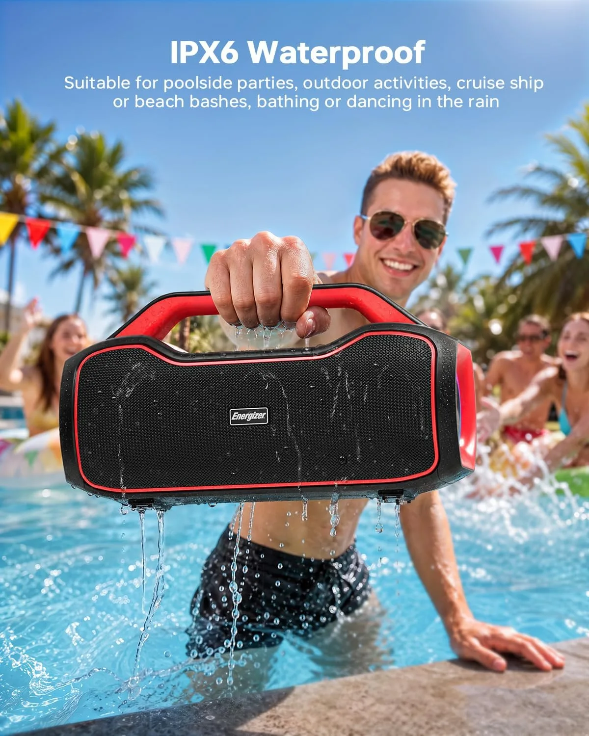 Portable Bluetooth Speaker, 200W(PMPO) Outdoor Speaker with Deep Bass
