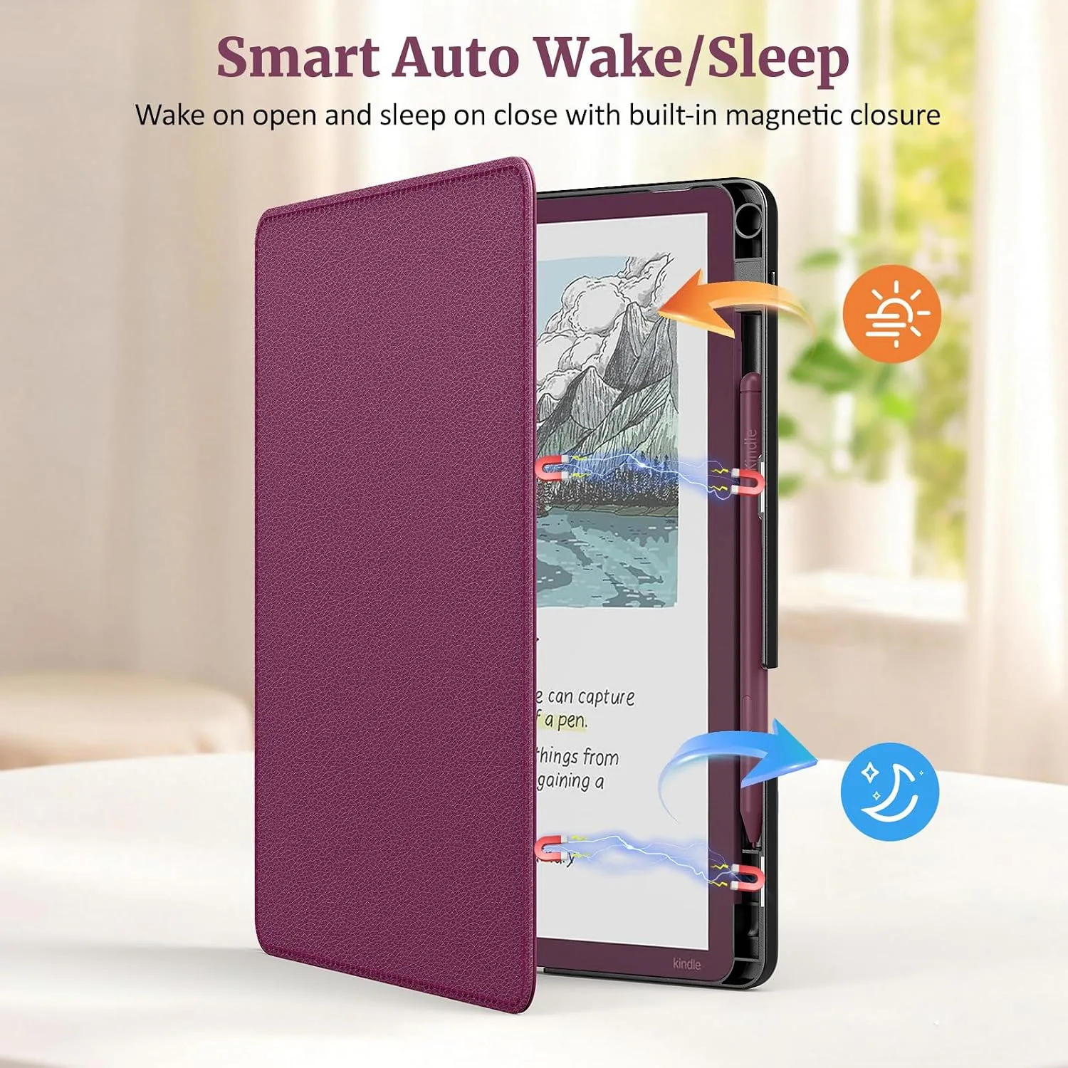 MoKo Stand Case for 11" Kindle Scribe 2025 3rd Generation Dark Purple