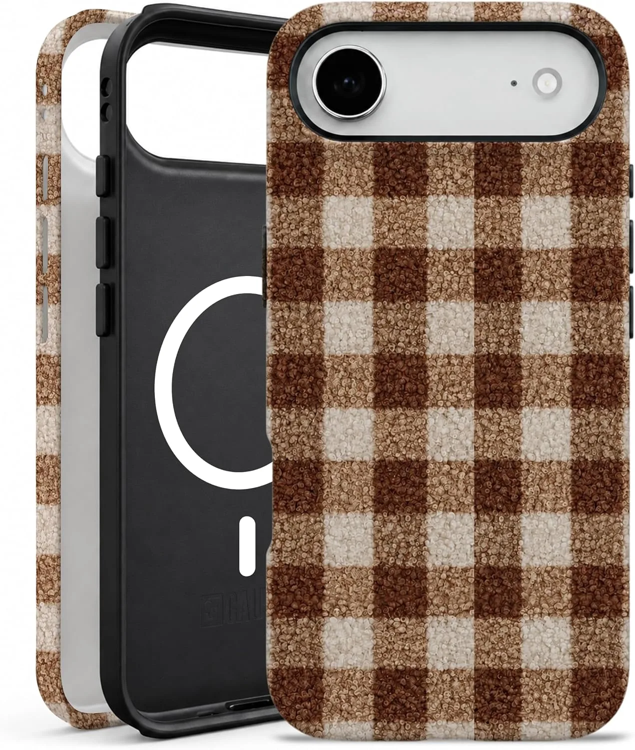 Funda magnética para iPhone 17 AIR Elystara cuadros marrón