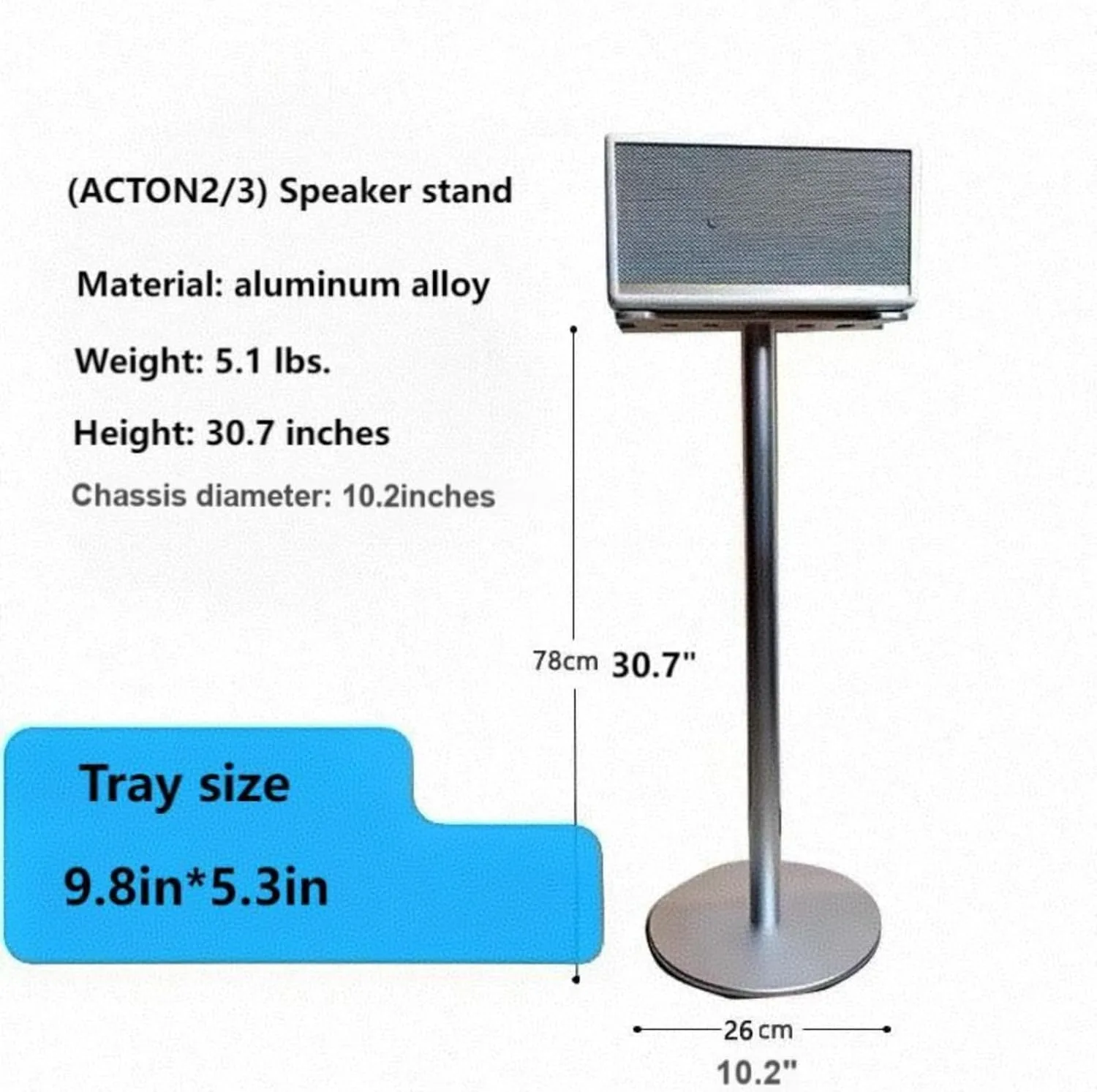Speaker Stand Compatible with Marshall Woburn/Acton/Stanmore Bluetooth Wireless Speaker (2//3/4 Generation Universal) Aluminum Alloy Material Hidden Power Cord (Acton(2/3) Black Single)