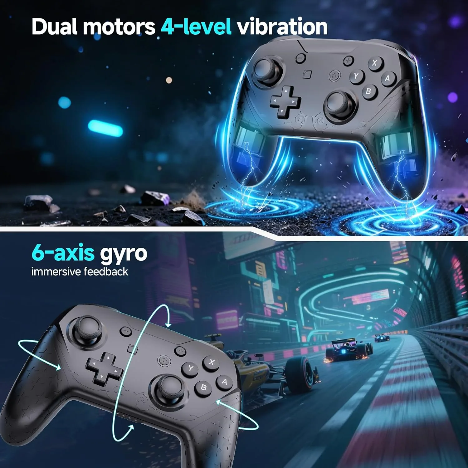 YAEYE Wireless Switch Pro Controller with Bluetooth 5.0 & NFC Amiibo, 1000mAh Switch Controller for Nintendo Switch/Switch Lite/Switch OLED/PC, Gamepad with 6-Axis Gyro Dual Vibration Turbo Screenshot
