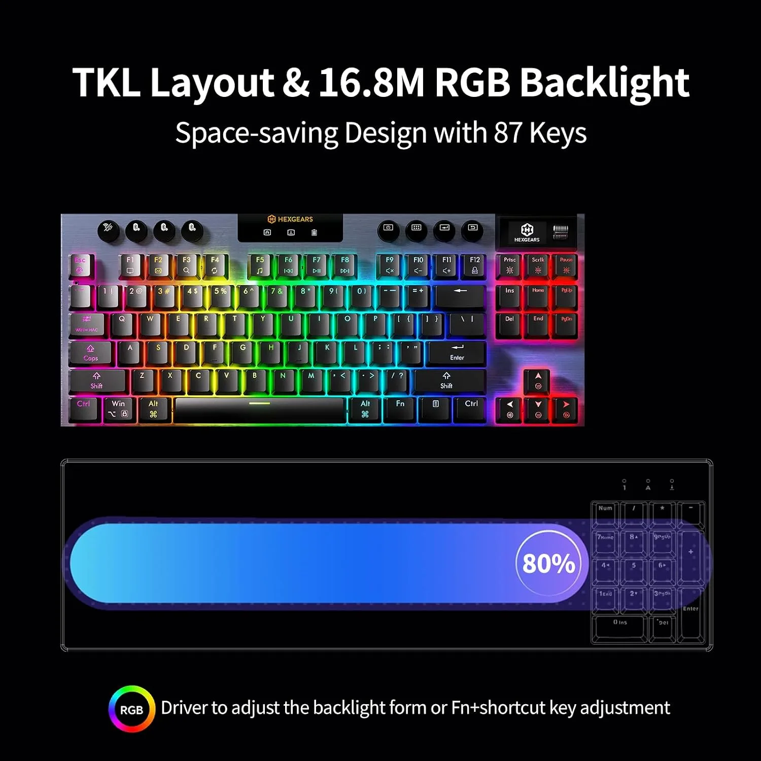 Hexgears Immersion A3 Low Profile Wireless Mechanical Keyboard, Silent