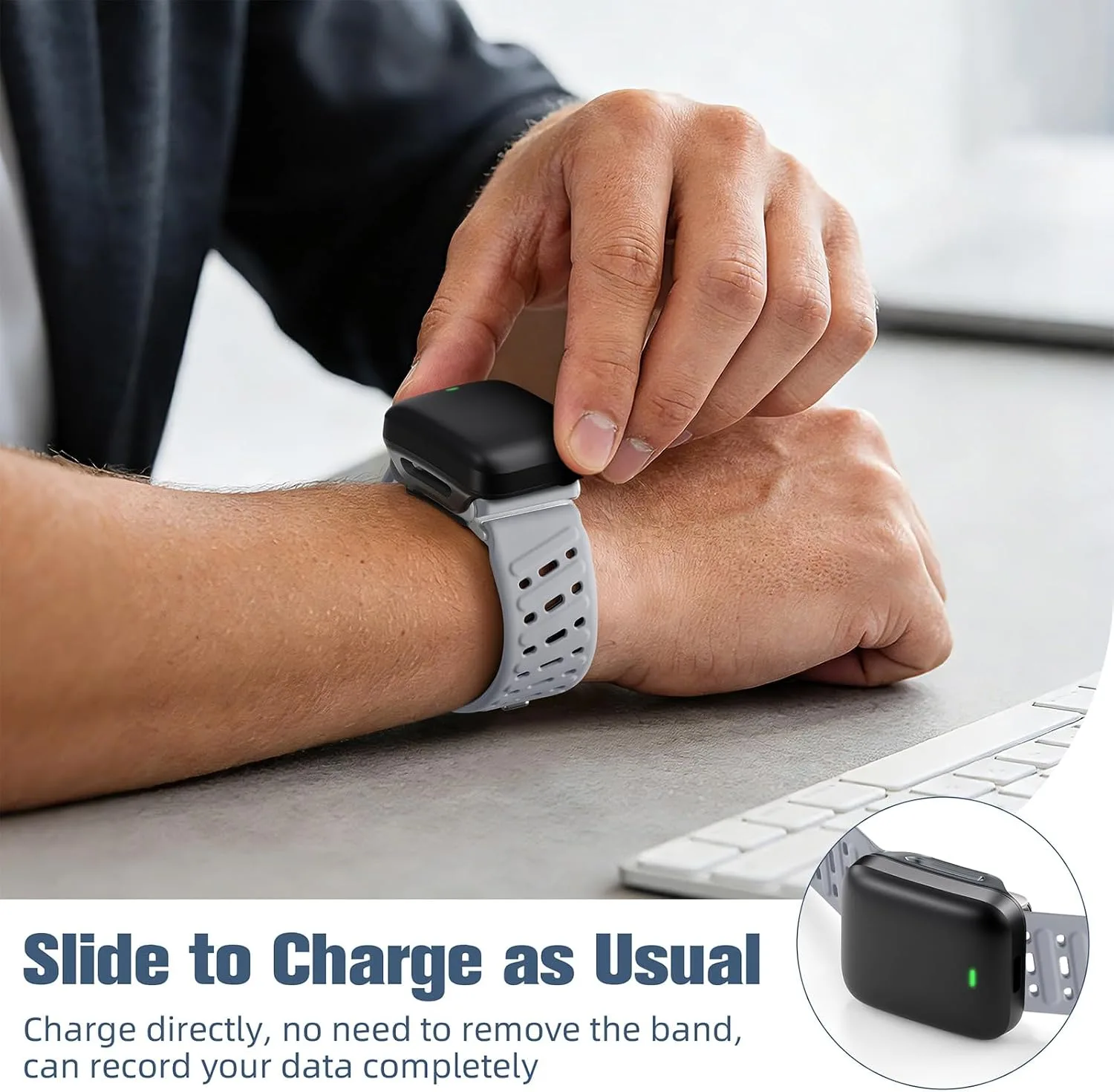 Getino Sport Bands Compatible with Whoop 5.0 Band One, Peak, MG Life, Waterproof Adjustable Soft Silicone Replacement Accessories Strap for Whoop Band 5.0 Women Men, Breathable Grayblack