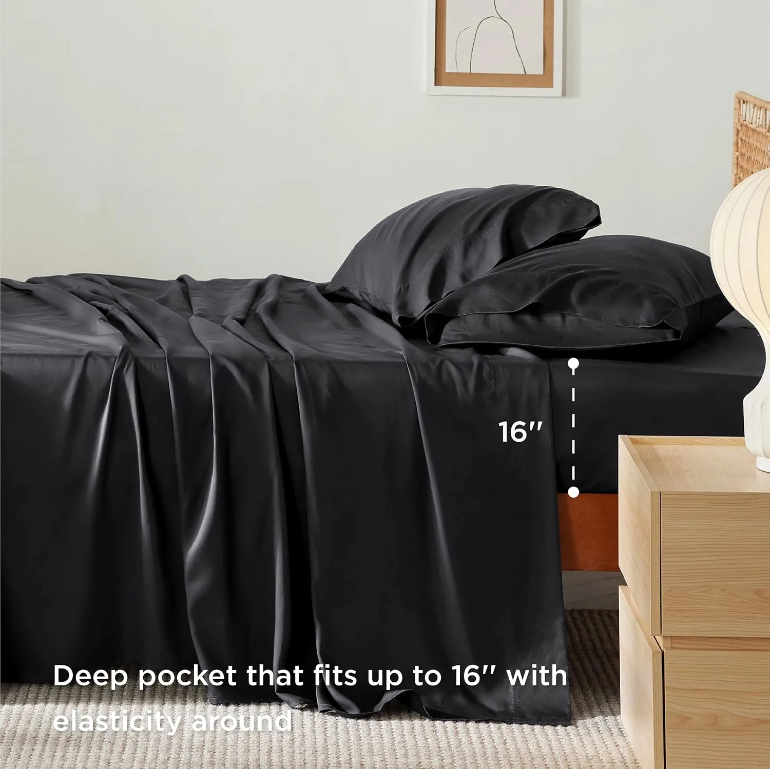 Bedsure PureWoven 100% Rayon Derived from Bamboo, Full Size Sheets, 4 PCS