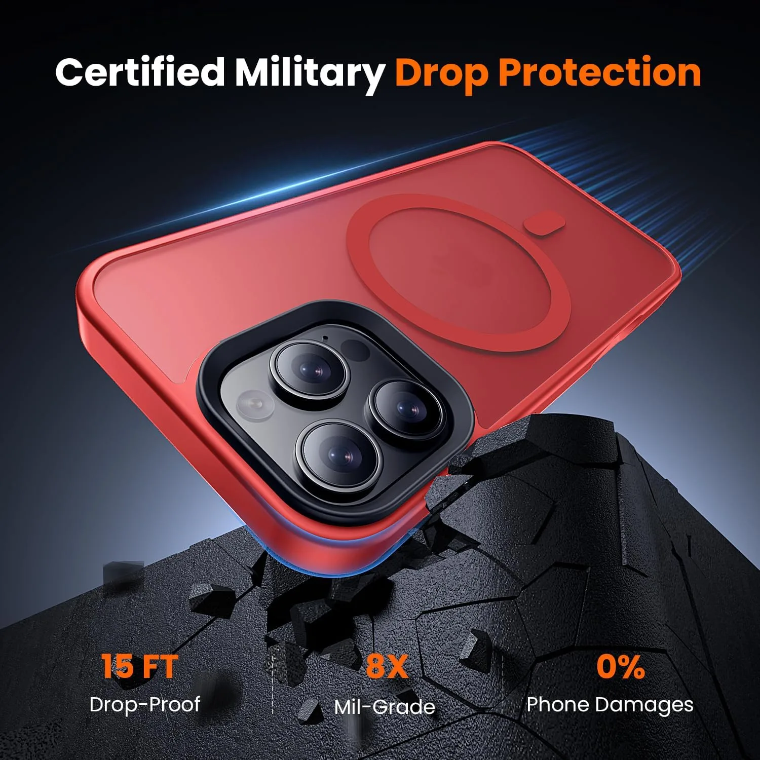toushion 3 in 1 for iPhone 16 Pro Max Case Matte Red