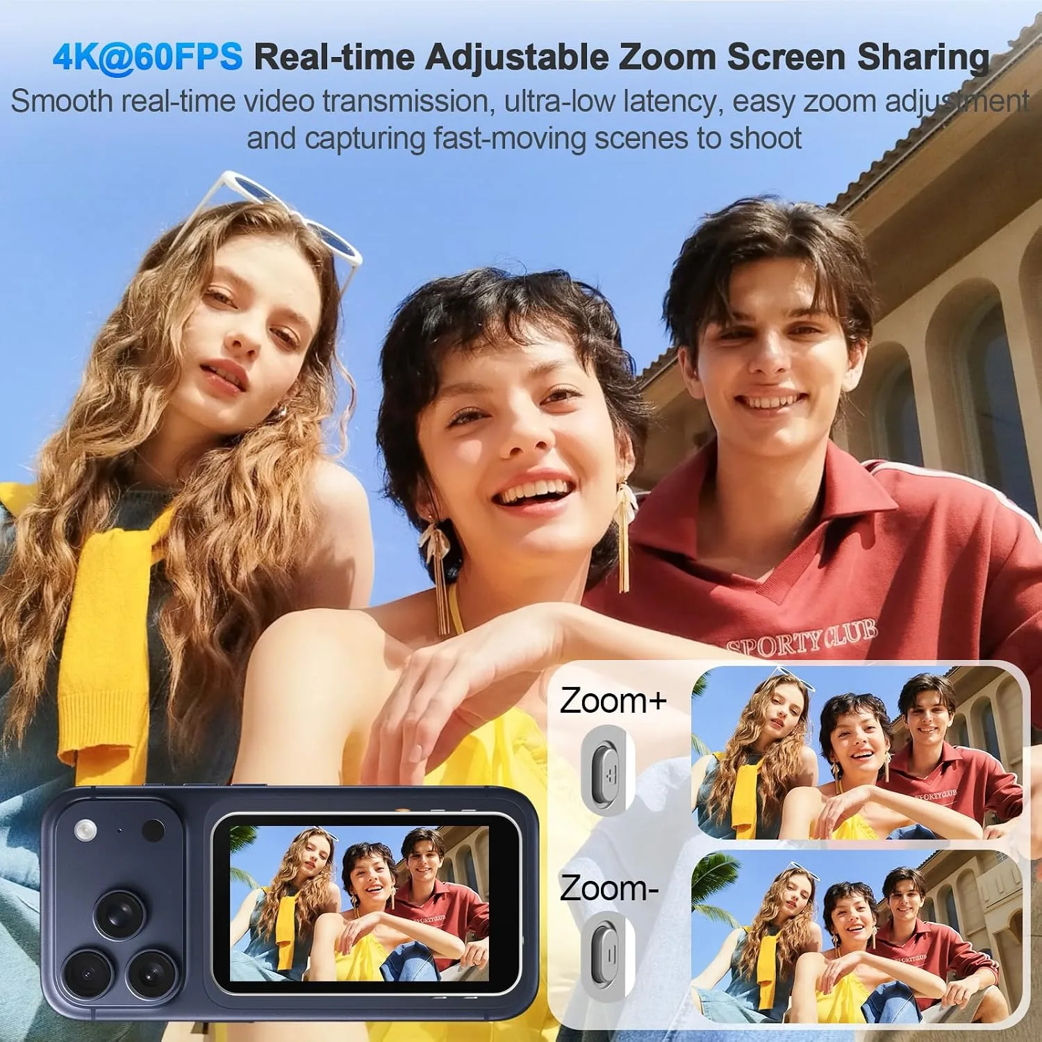 HUOMU Magnetic Vlog Selfie Monitor Screen for iPhone 17 & Android, 4K No Latency Wireless Video Recording with Remote Zoom & Shoot, Content Creator essentials Back Camera Monitor for vlogging YouTube