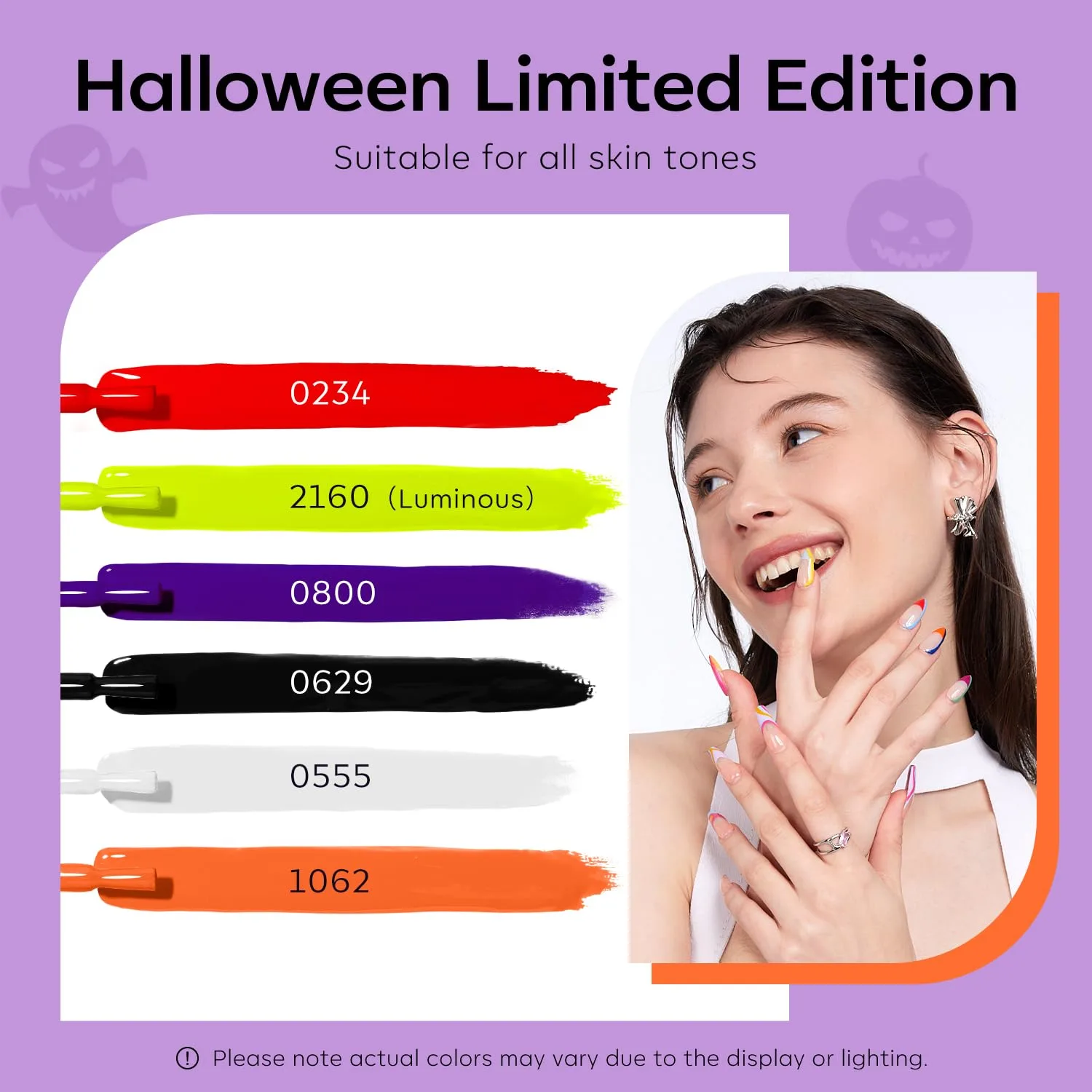 modelones Gel Nail Polish Set Neon 6Colors Red Green Purple Halloween