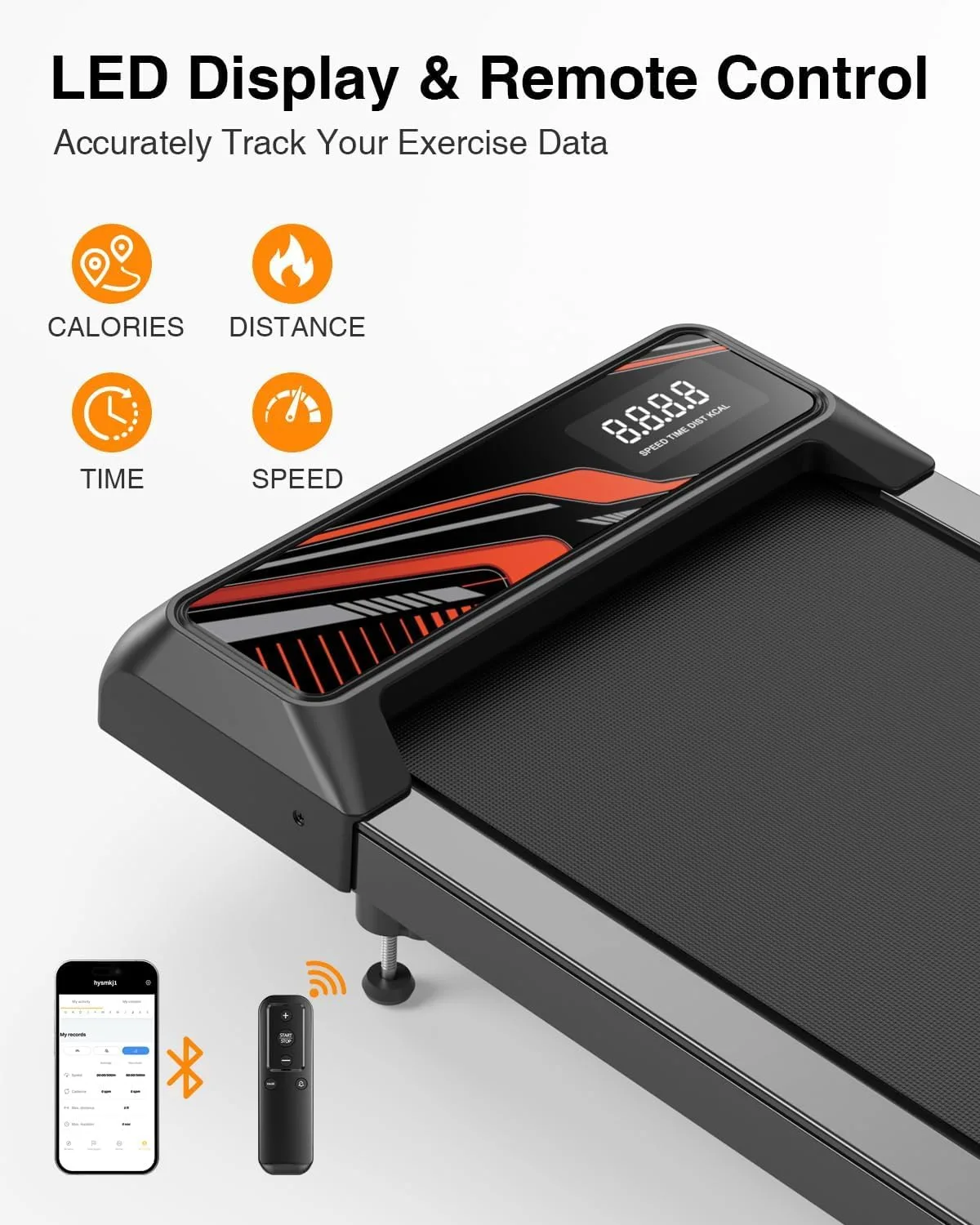 RJOP 2.5HP Walking Mat with Incline Pad, Under Desk Treadmill for Home Gym